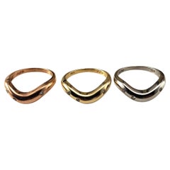 Set of 3 14K Tricolor and Diamond Stacking Rings Size 6.25 #22777