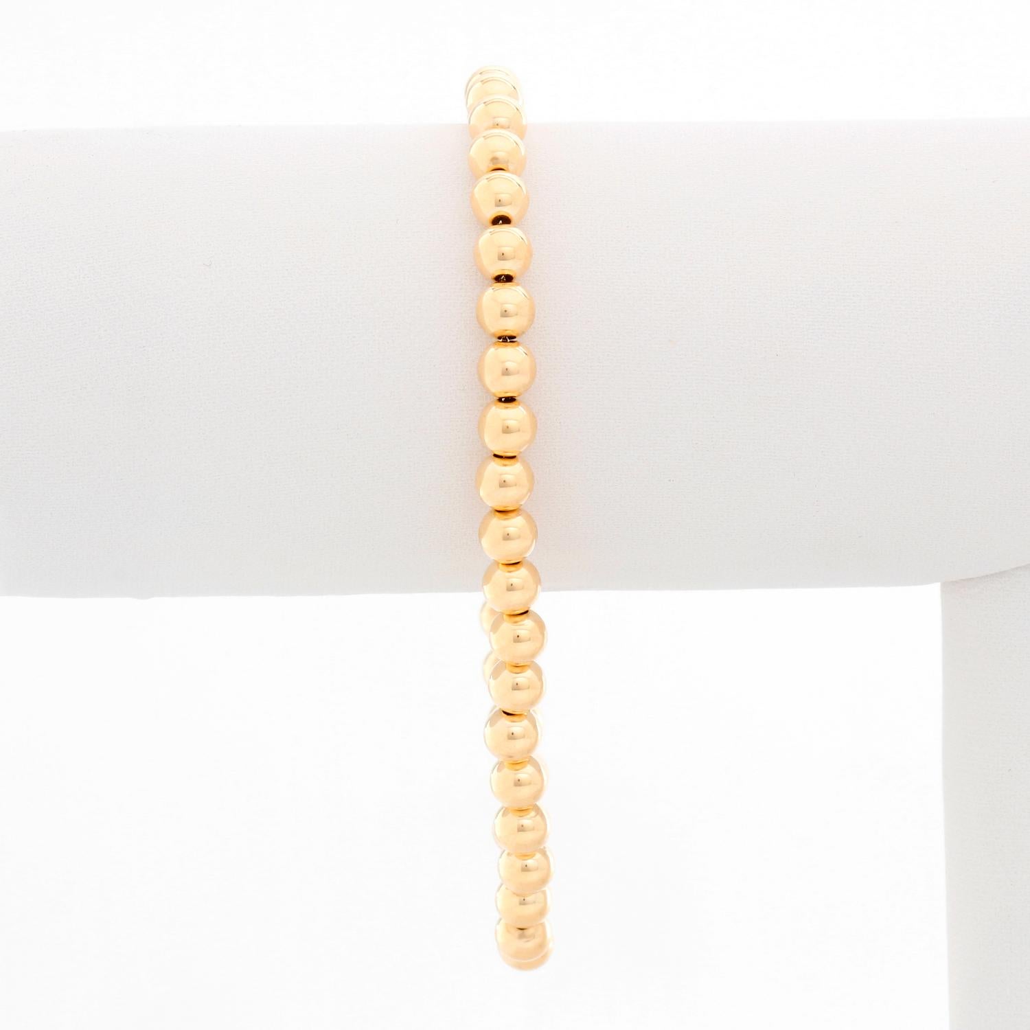 Set of 3 14 Karat Yellow Gold Bead Ball Bracelet In New Condition In Dallas, TX
