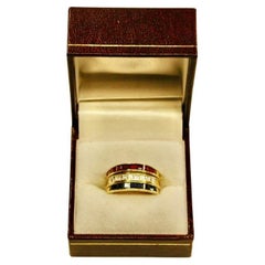 Set of 3 18ct Gold Rings Set with Sapphires, Diamonds 
Rubies Dated, Circa 1960