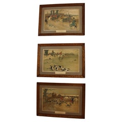 Set of 3 1900 English Prints, "The Fallowfield Hunt" by Cecil Aldin