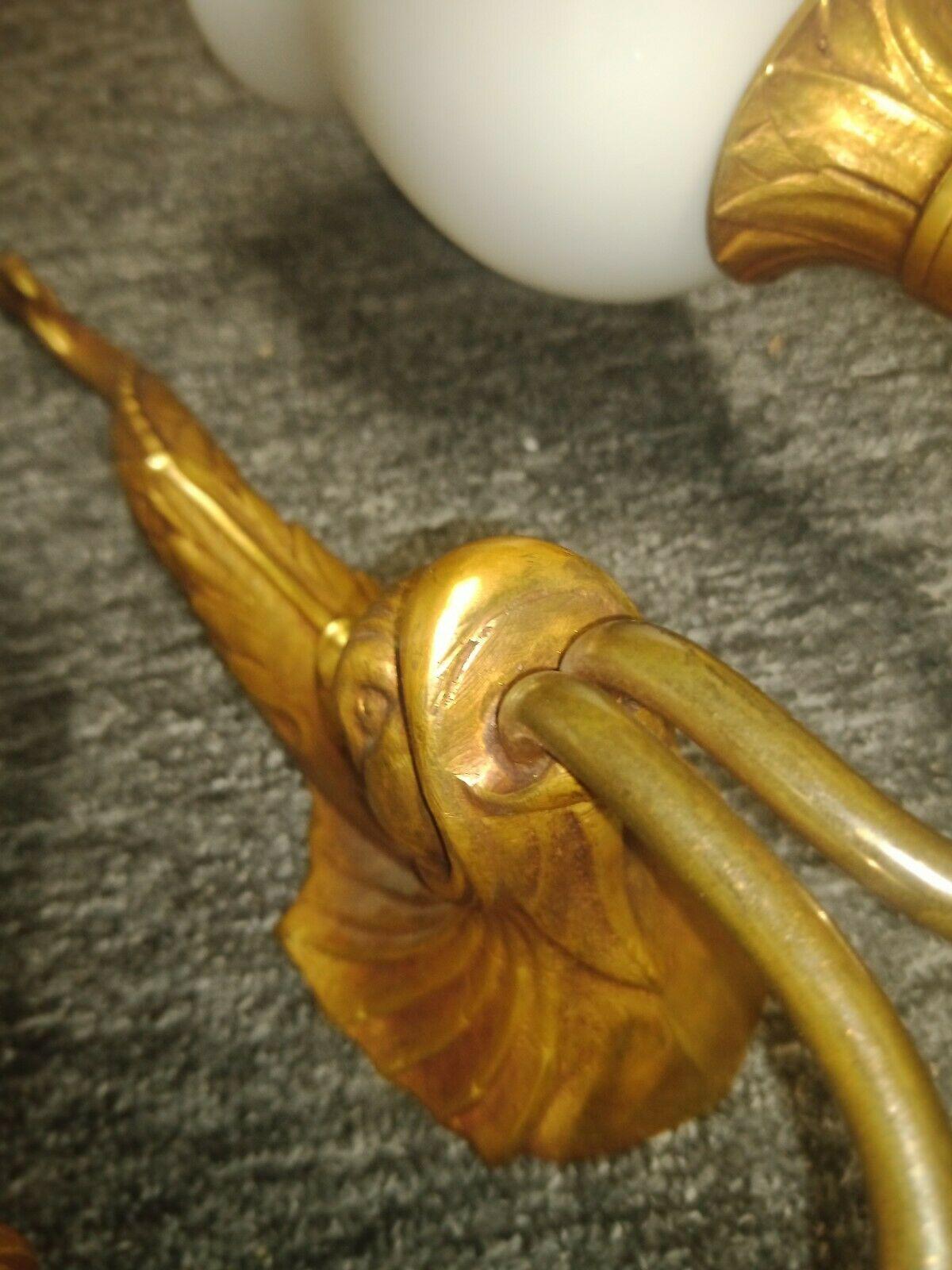 Set of 3 1940's French Neoclassical style Gilt Bronze Fish/ Dolphon Wall Sconces For Sale 5