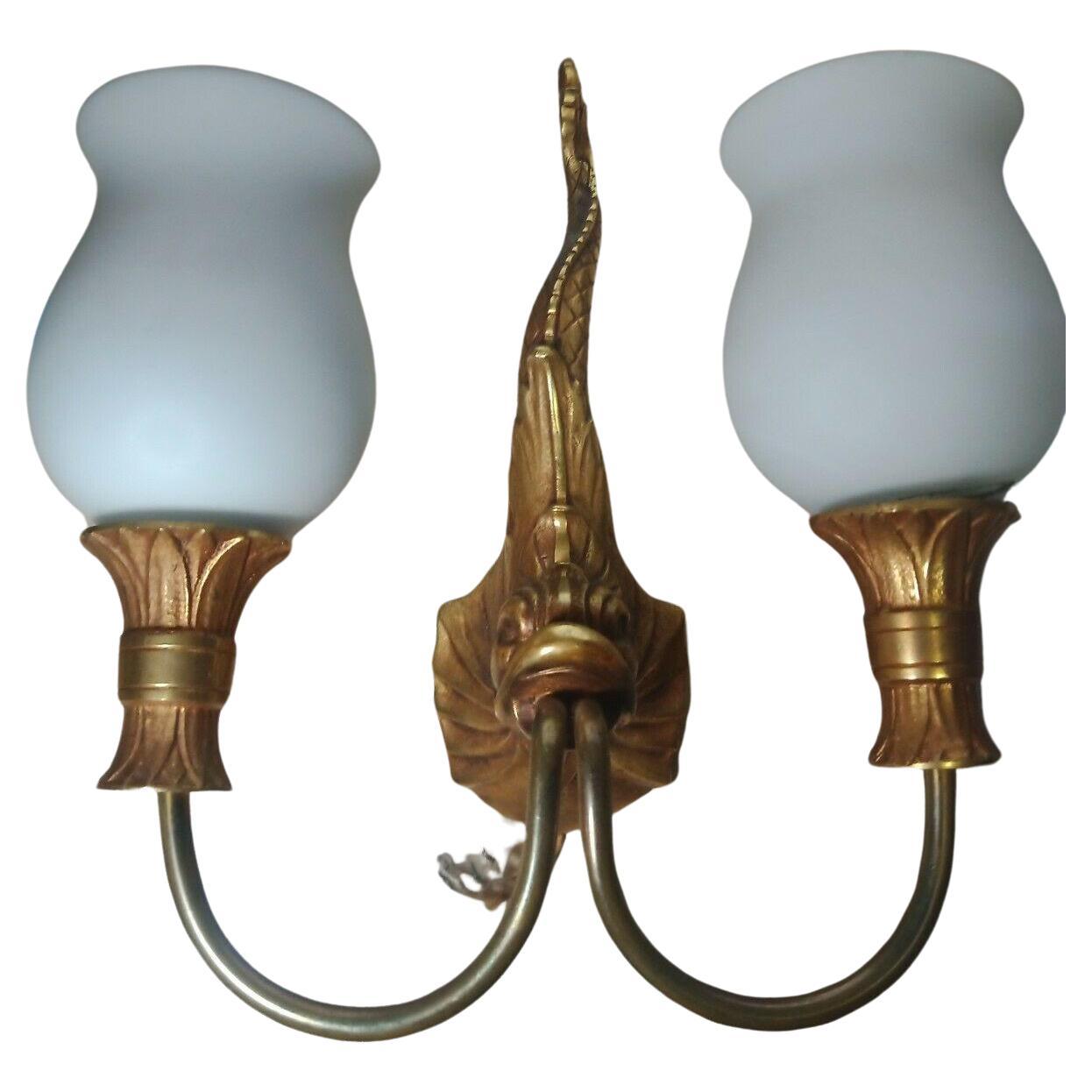 Set of 3 1940's French Neoclassical style Gilt Bronze Fish/ Dolphon Wall Sconces For Sale