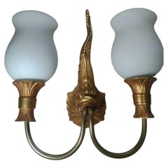 Set of 3 1940's French Neoclassical style Gilt Bronze Fish/ Dolphon Wall Sconces
