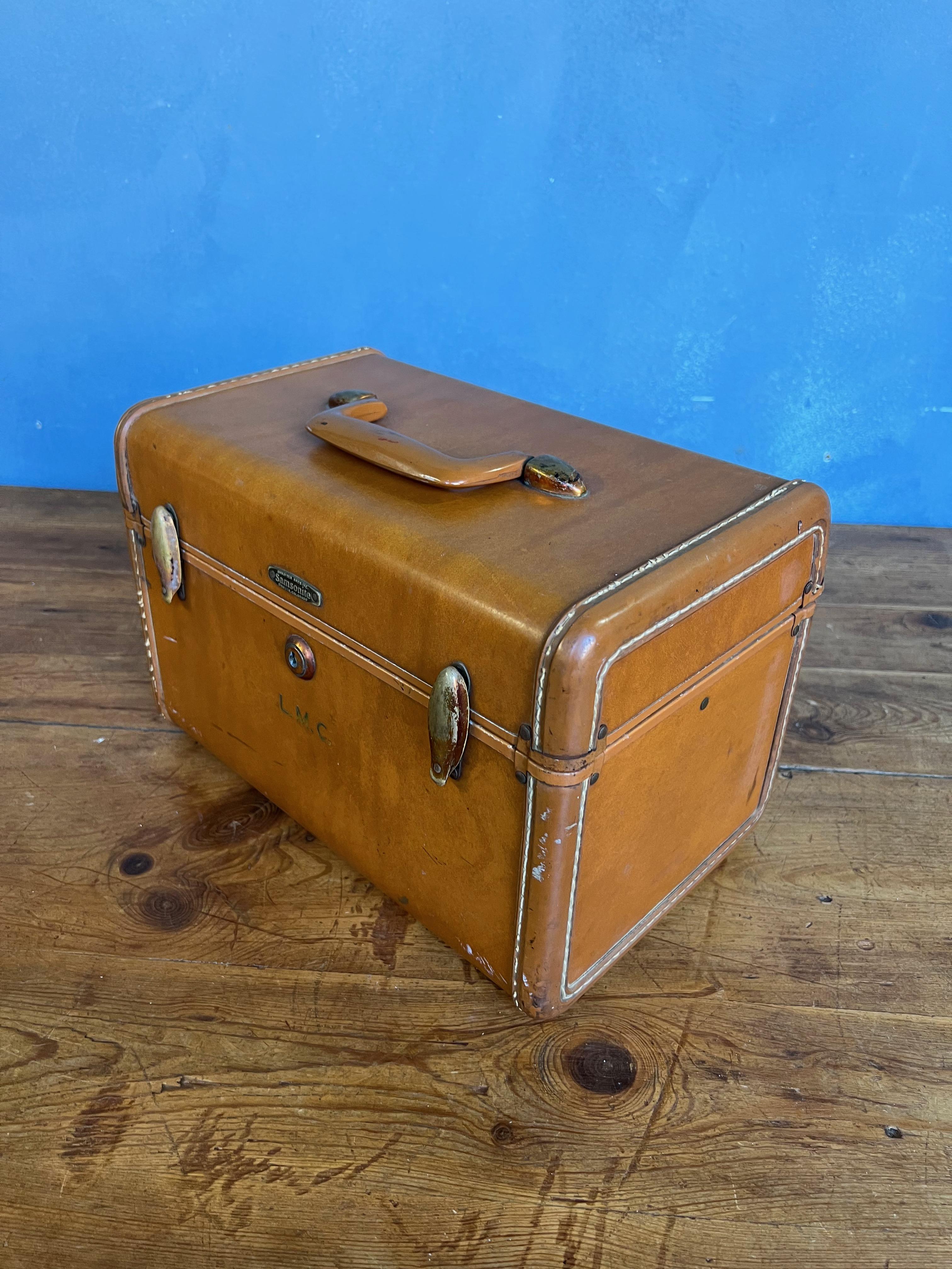 Set of 3 1940's Samsonite Hard Shell Leather Suitcases 3