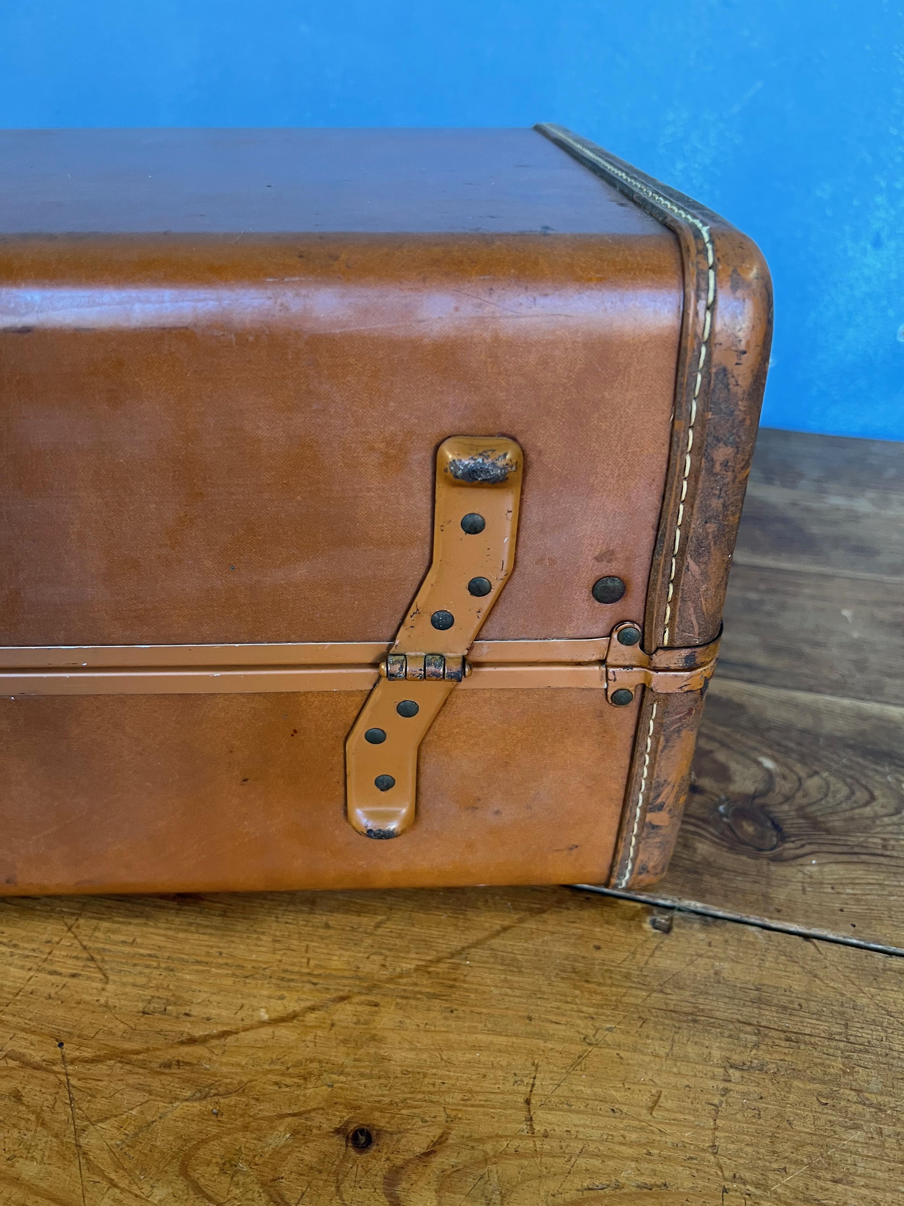 Set of 3 1940's Samsonite Hard Shell Leather Suitcases 5