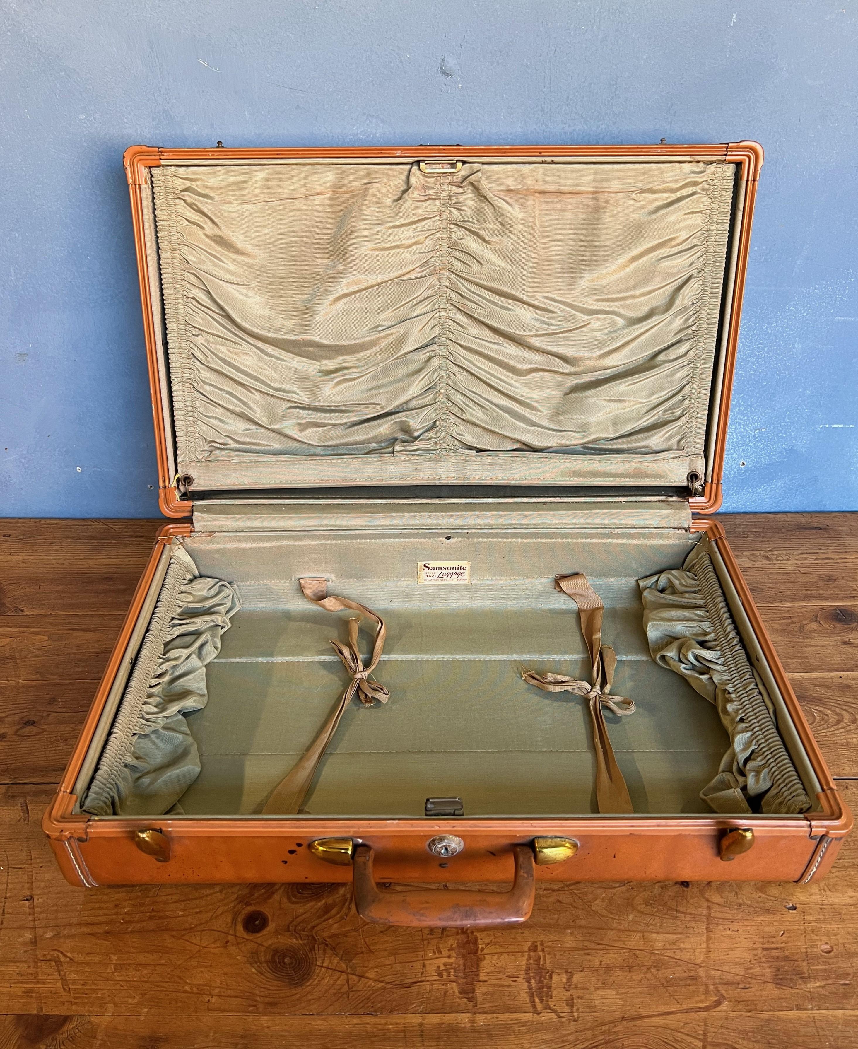 Set of 3 1940's Samsonite Hard Shell Leather Suitcases 6
