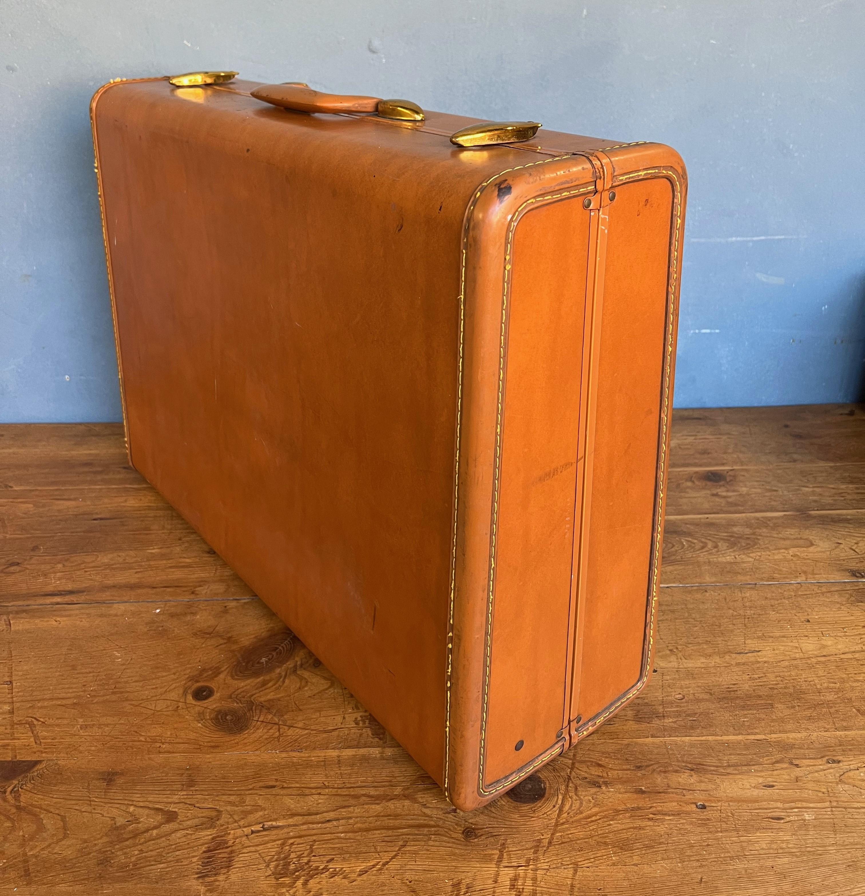 American Set of 3 1940's Samsonite Hard Shell Leather Suitcases