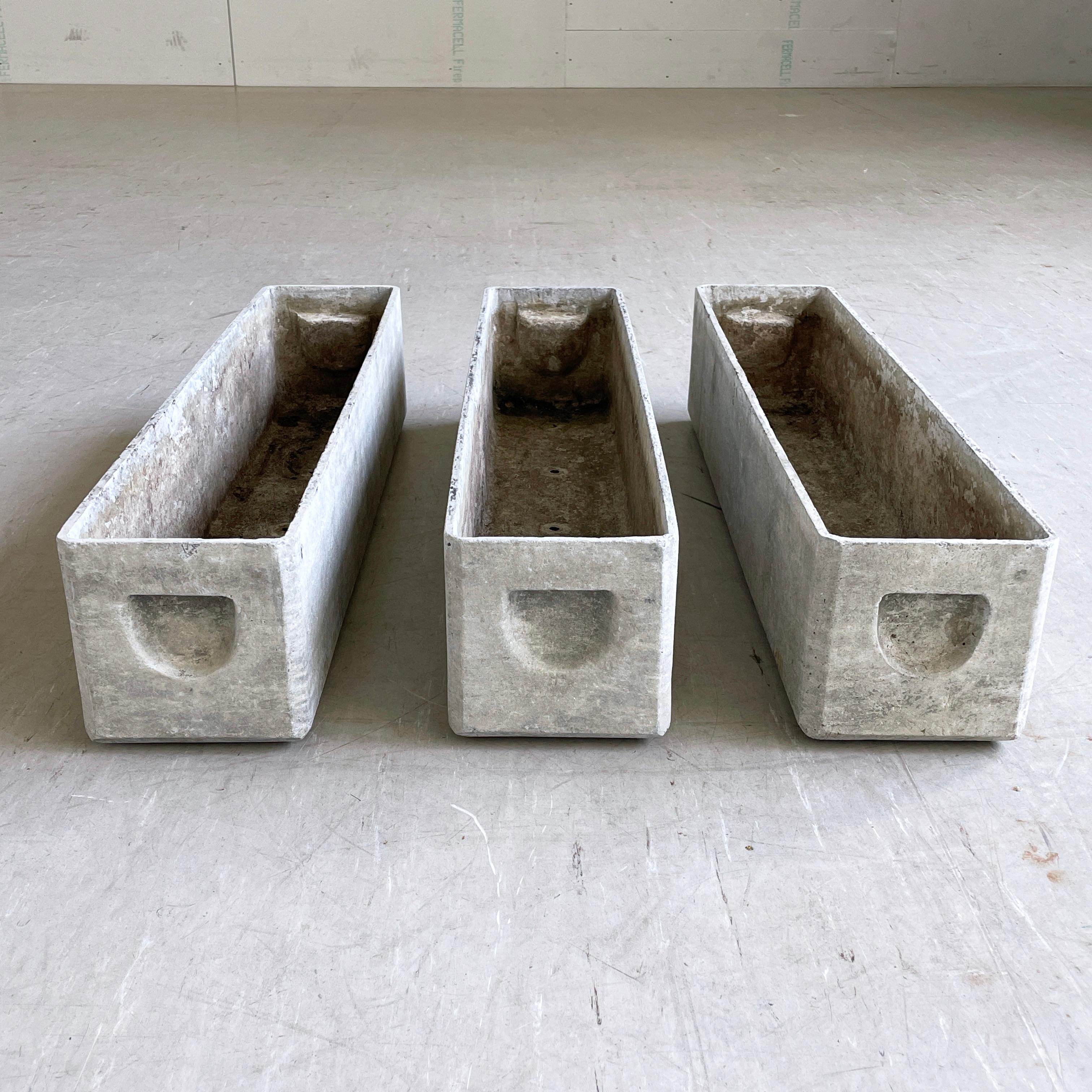Concrete Set of 3 1950's minimalist planter by Swiss designer, Willy Guhl for Eternit AG
