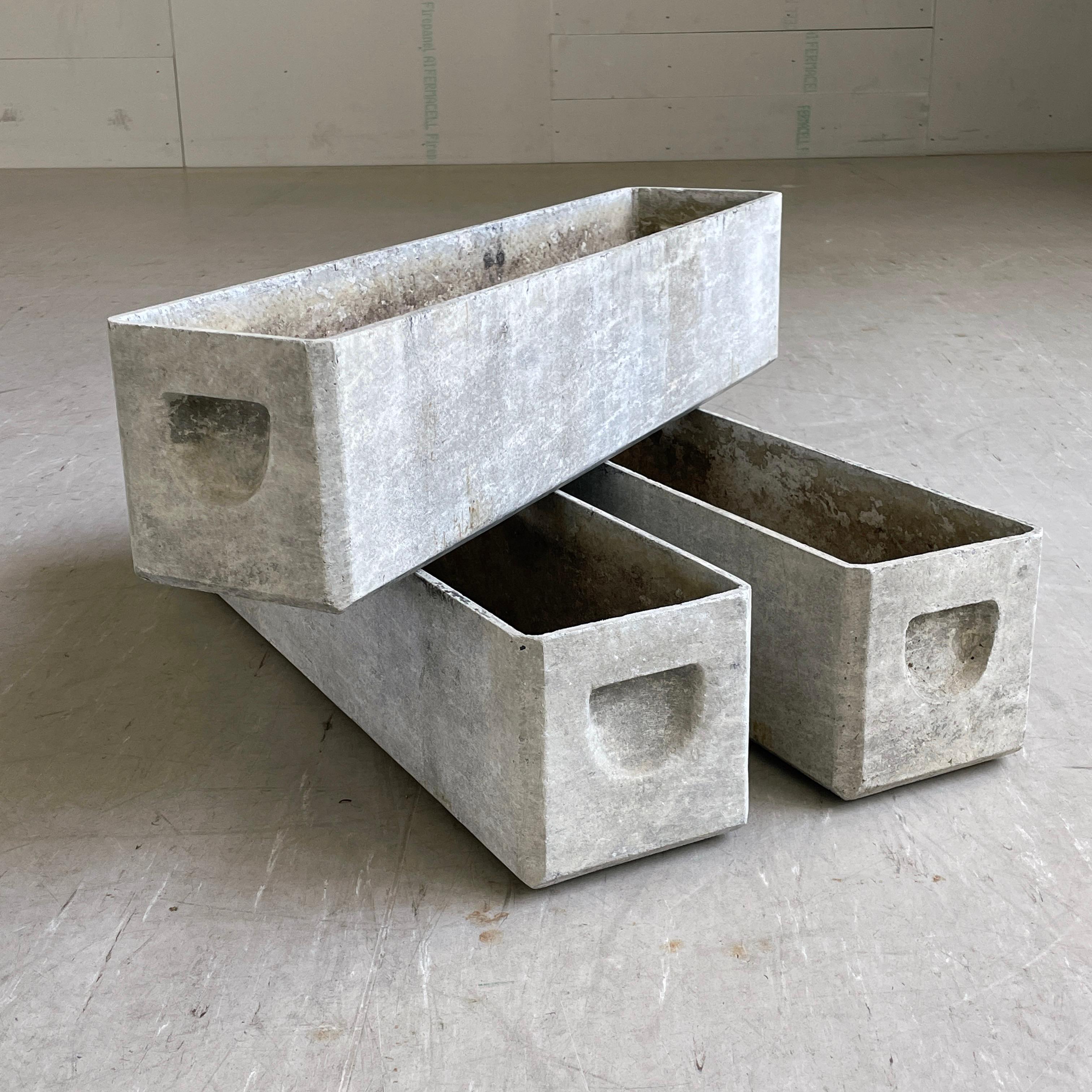 Set of 3 1950's minimalist planter by Swiss designer, Willy Guhl for Eternit AG 2