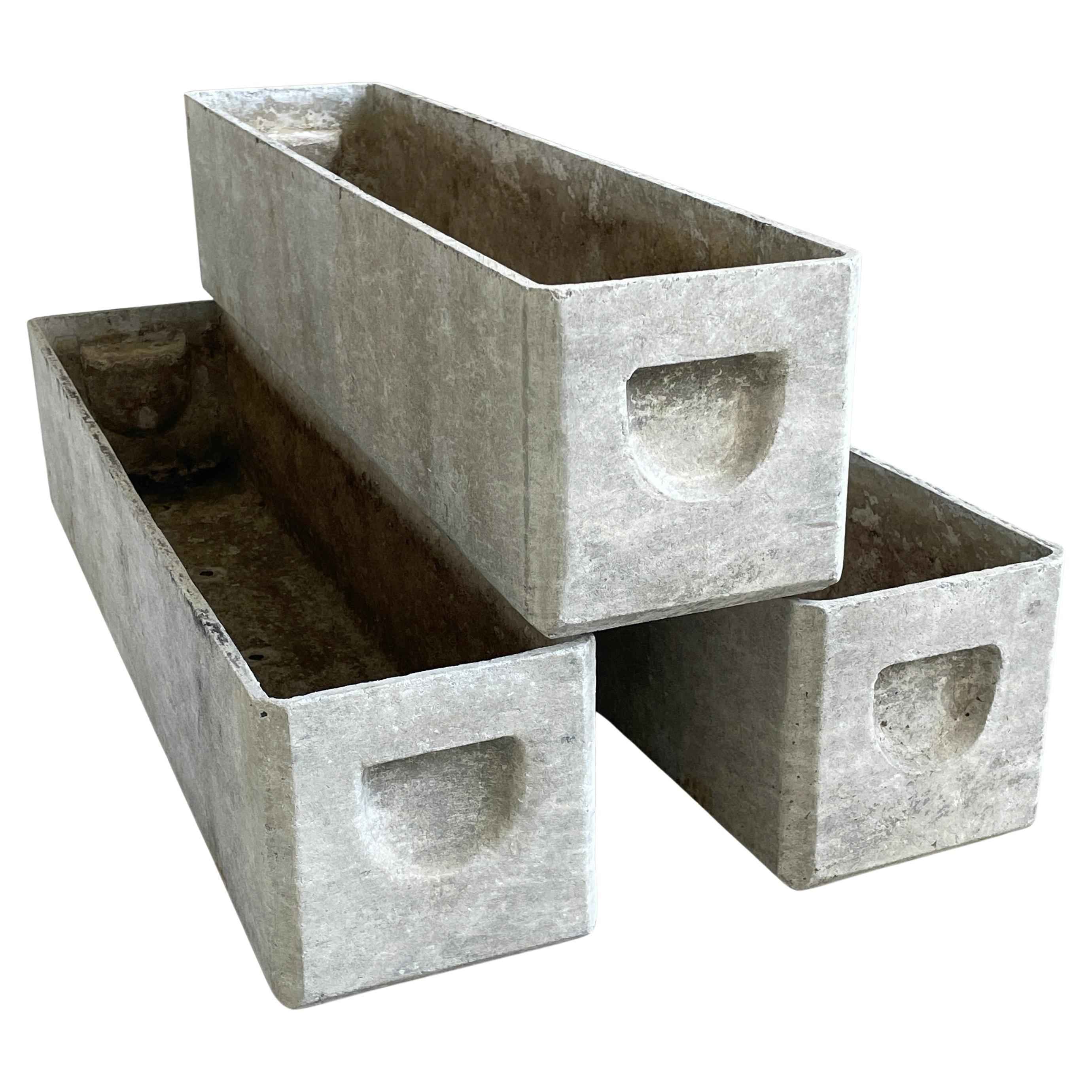 Set of 3 1950's minimalist planter by Swiss designer, Willy Guhl for Eternit AG