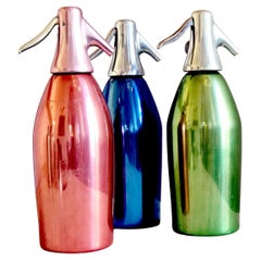 Set of 3 1955 Blue, Pink & Green Italian Metal Soda Fountains