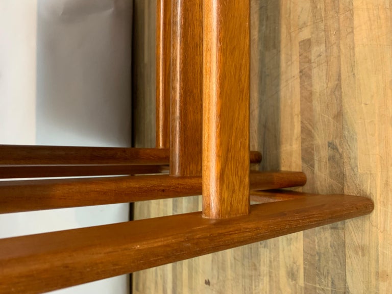 Set of 3 1960s English Teak Round Edged Nesting Tables Nest of Tables