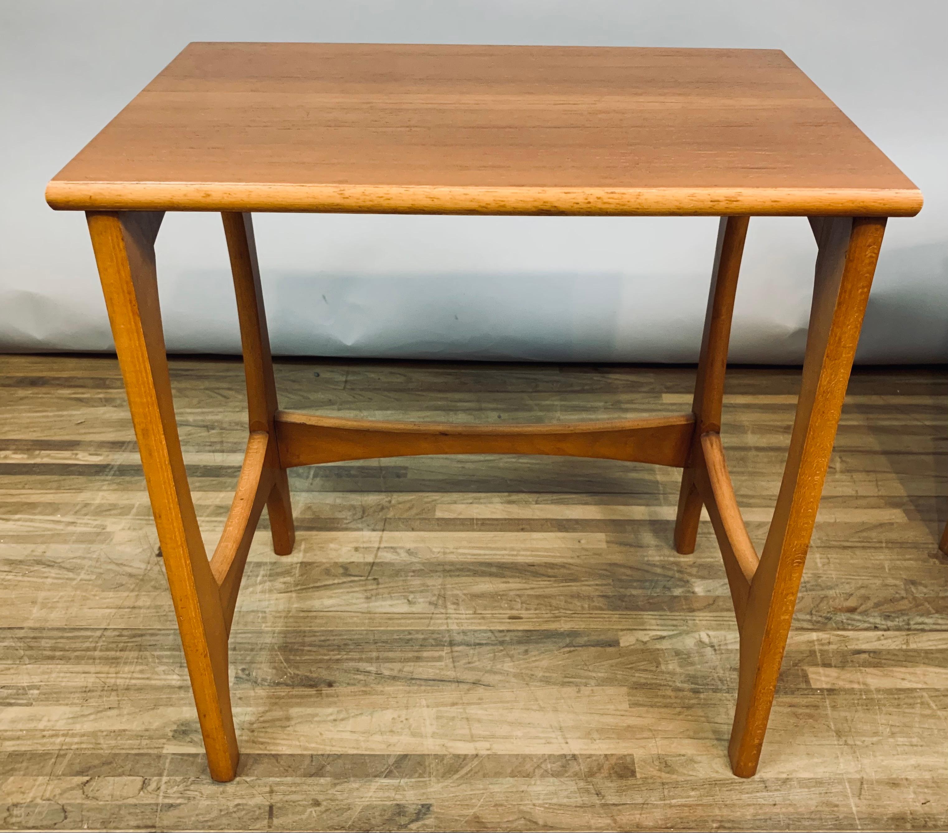 Set of 3 1960s Mid-Century Vintage English Stackable Teak Nest of Tables 11