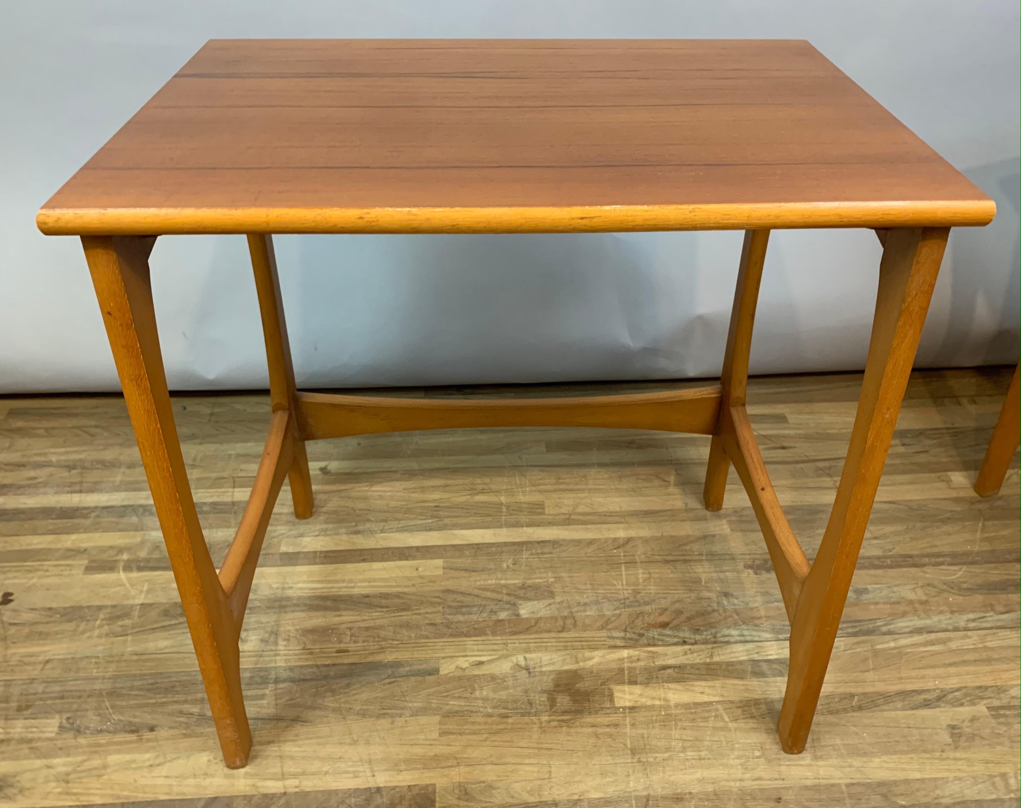 Set of 3 1960s Mid-Century Vintage English Stackable Teak Nest of Tables 12
