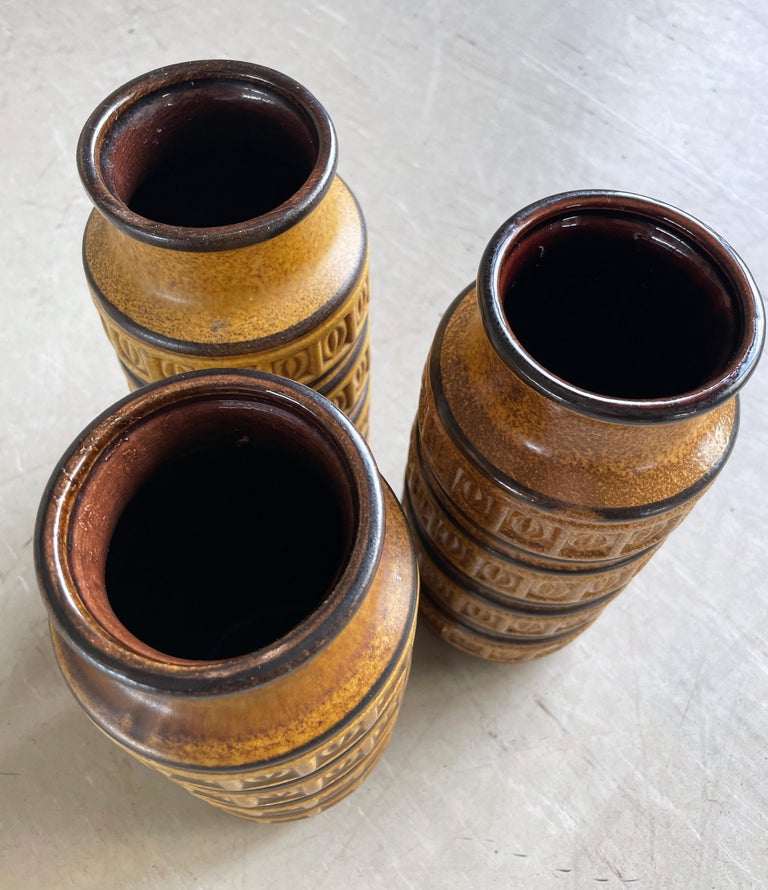 Set of 3 1960's Scheurich Keramik West German Ceramic Vases 268-23