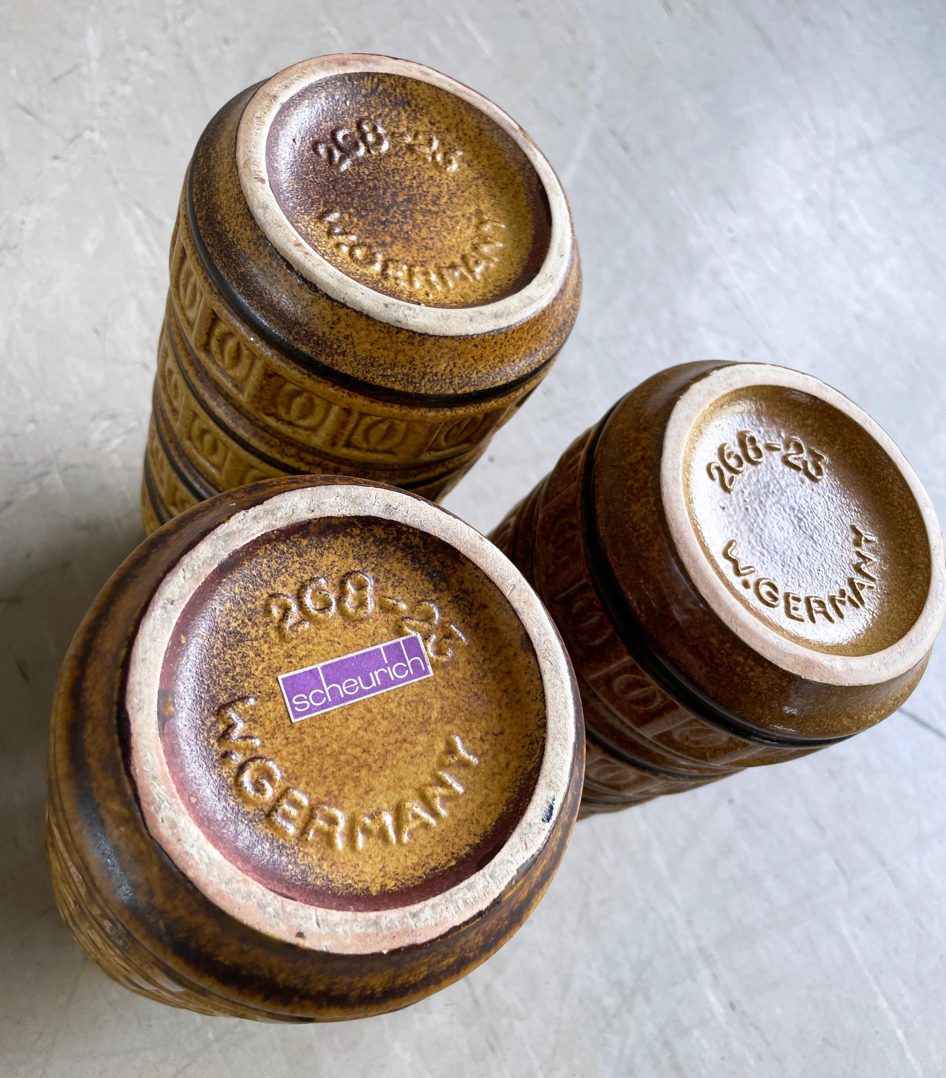 Set di 3 vasi in ceramica di Scheurich Keramik della Germania occidentale degli anni '60 268-23 in vendita 7