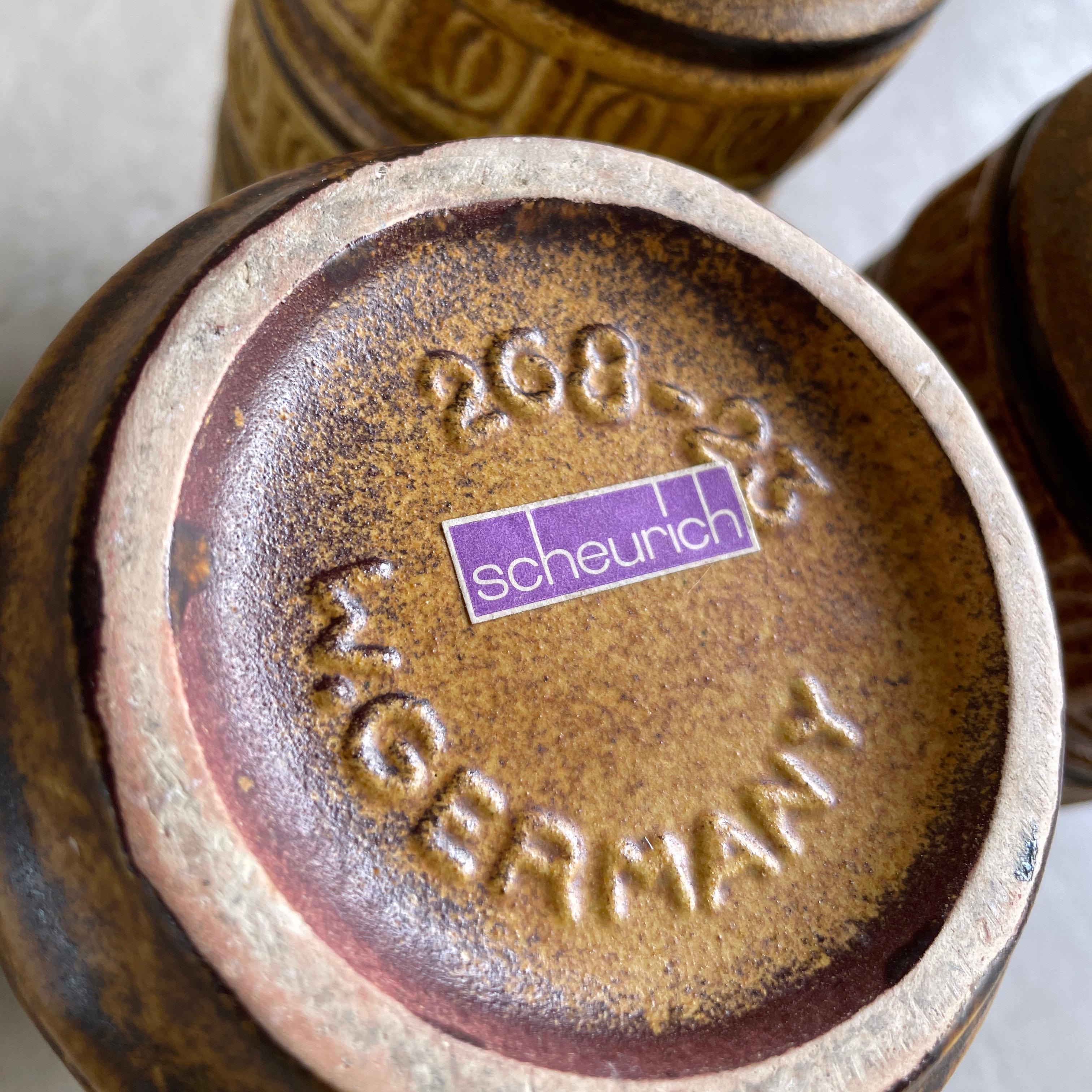 XX secolo Set di 3 vasi in ceramica di Scheurich Keramik della Germania occidentale degli anni '60 268-23 in vendita
