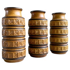 Set di 3 vasi in ceramica di Scheurich Keramik della Germania occidentale degli anni '60 268-23
