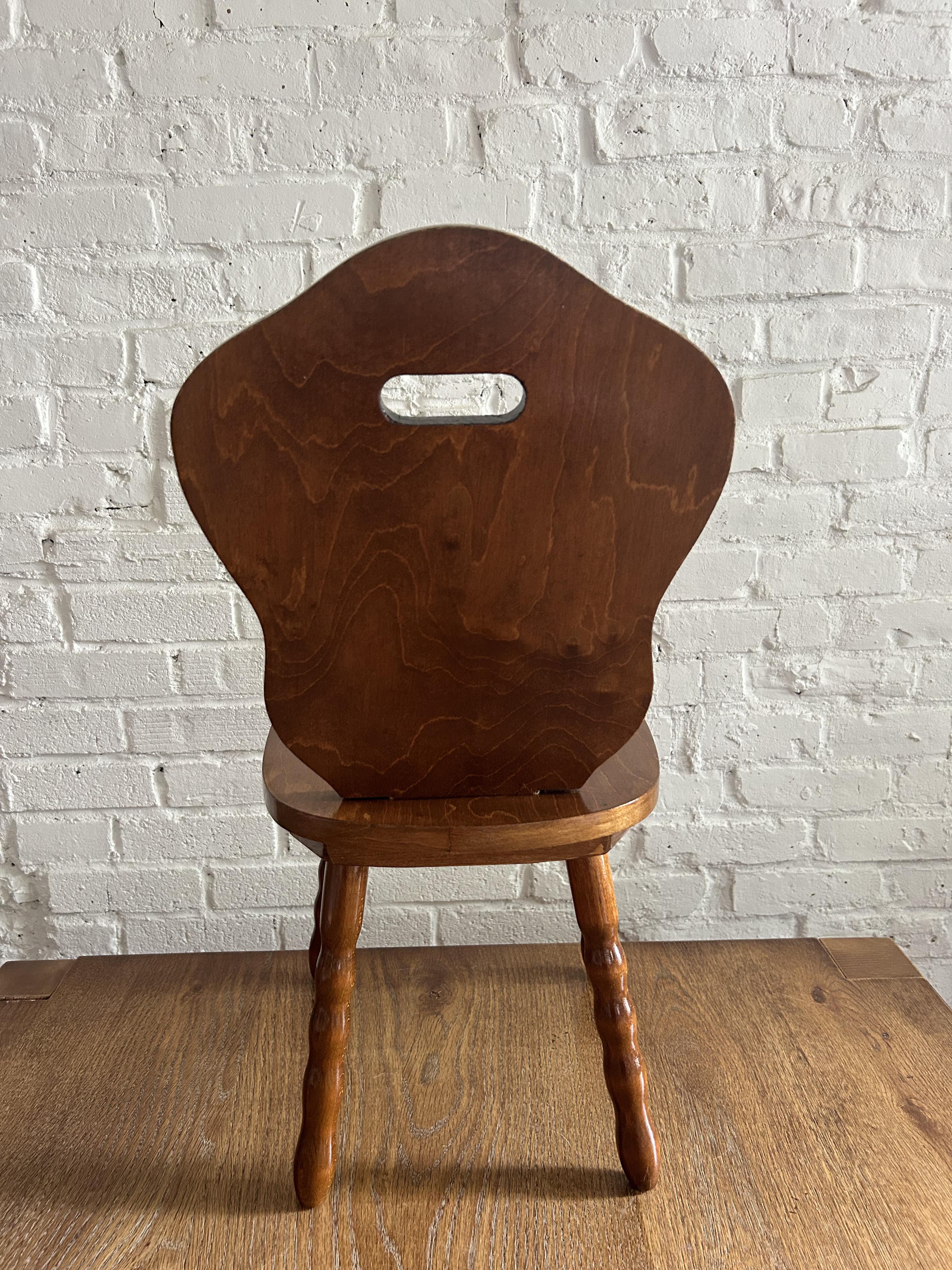 Set of 3 1960s Solid Wood Decorative Stools / Children's Chair, Made in Romania 5