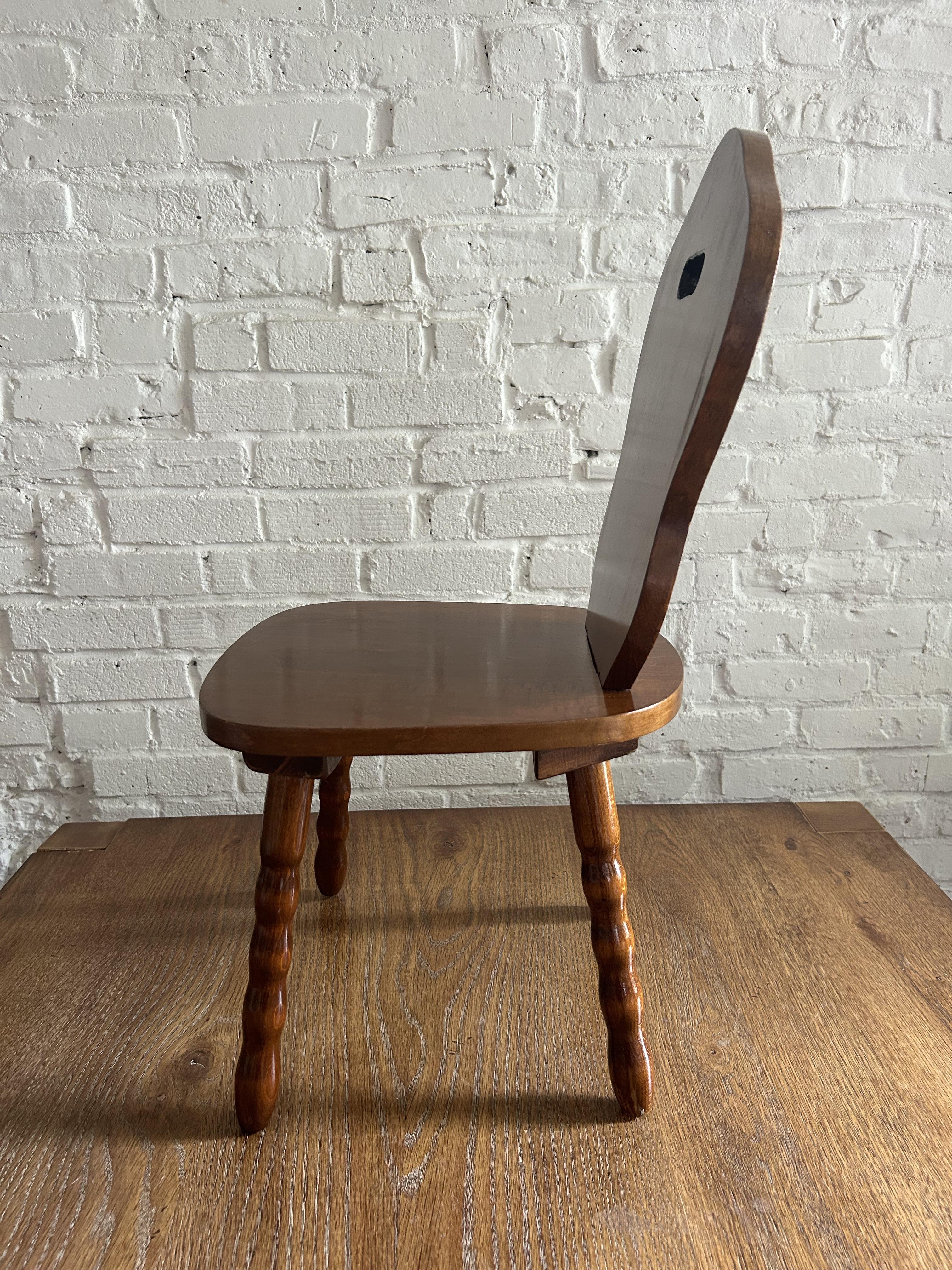 Set of 3 1960s Solid Wood Decorative Stools / Children's Chair, Made in Romania 8