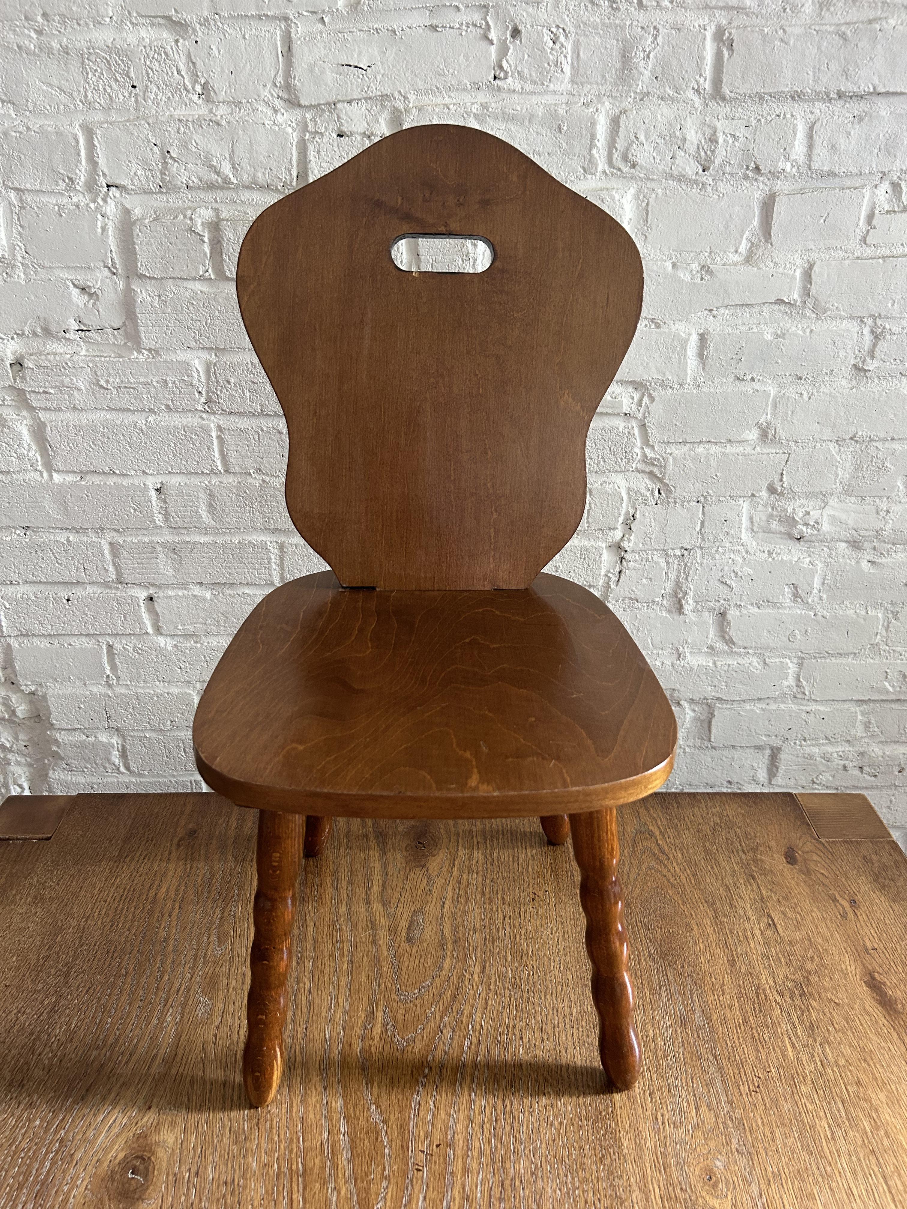 Set of 3 1960s Solid Wood Decorative Stools / Children's Chair, Made in Romania In Good Condition In Portland, OR