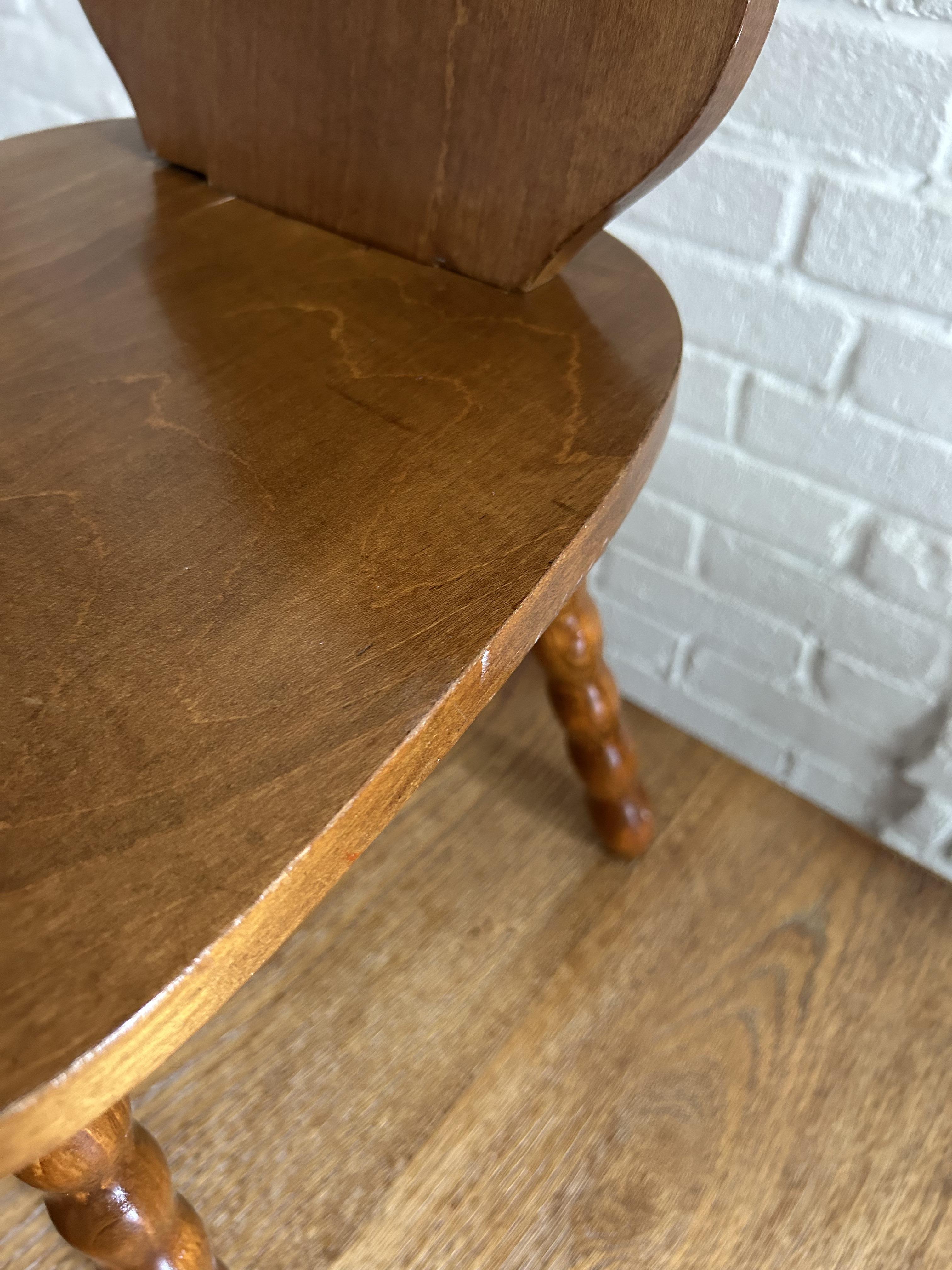 Mid-20th Century Set of 3 1960s Solid Wood Decorative Stools / Children's Chair, Made in Romania