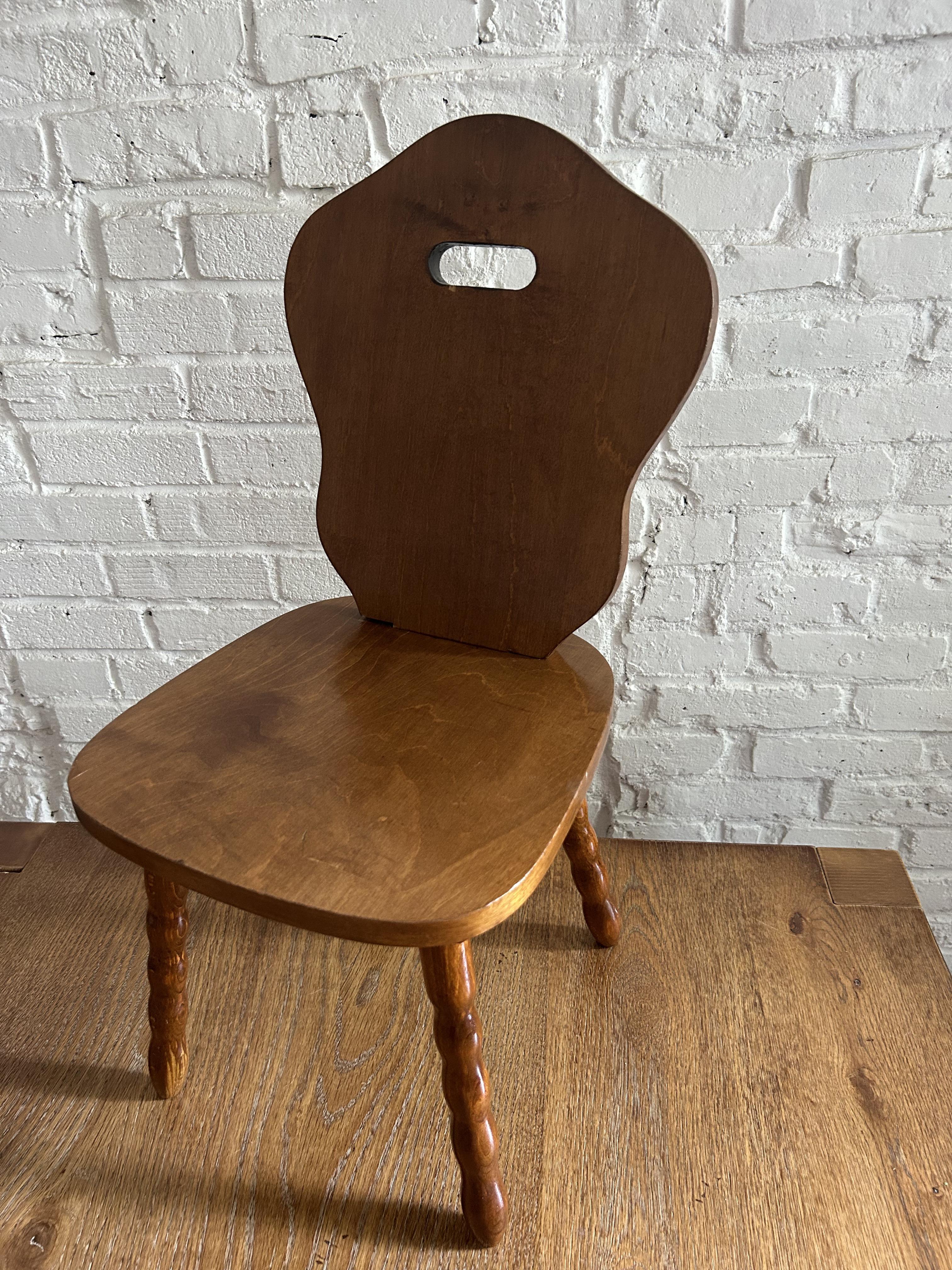 Set of 3 1960s Solid Wood Decorative Stools / Children's Chair, Made in Romania 1