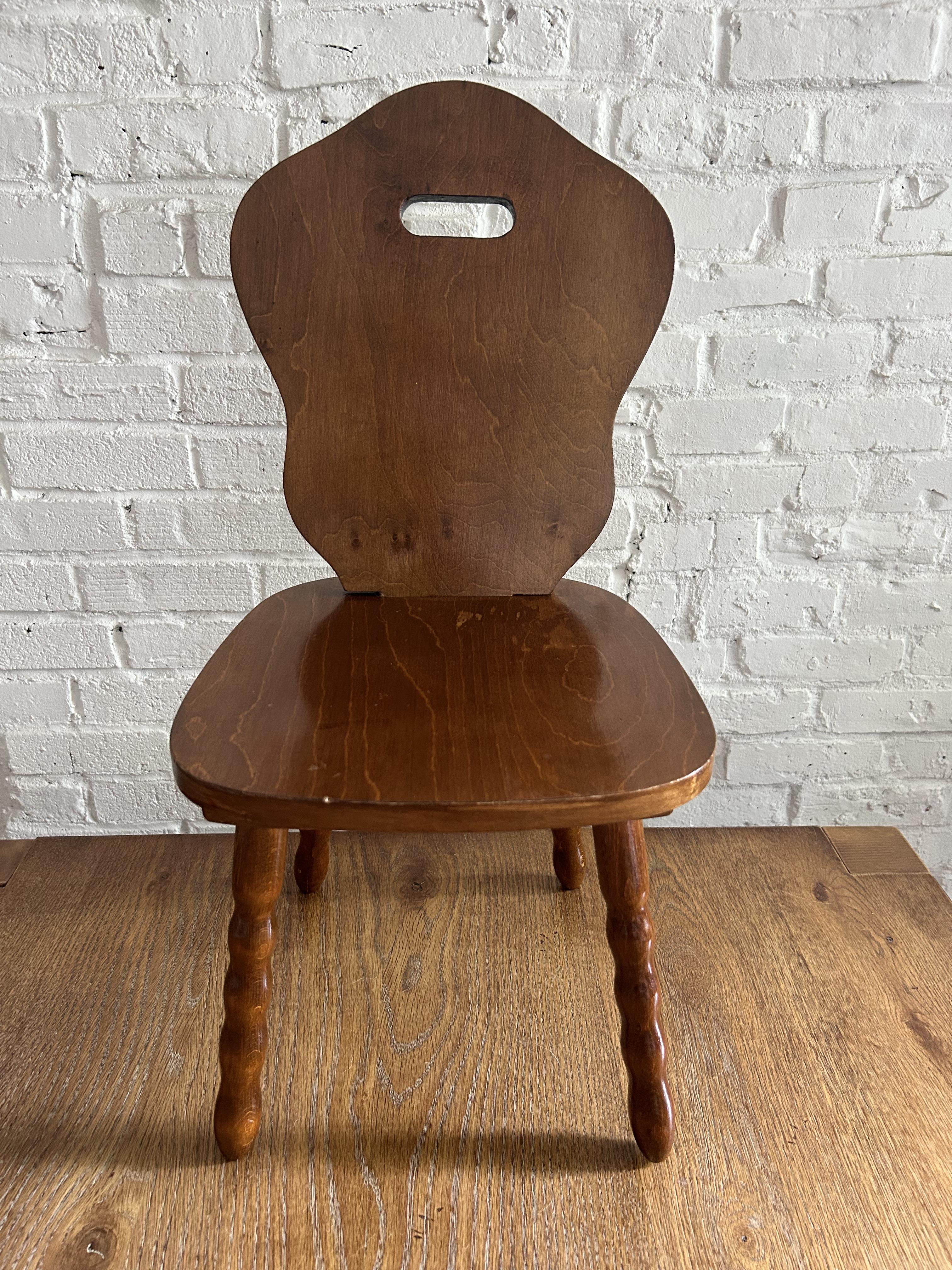 Set of 3 1960s Solid Wood Decorative Stools / Children's Chair, Made in Romania 3