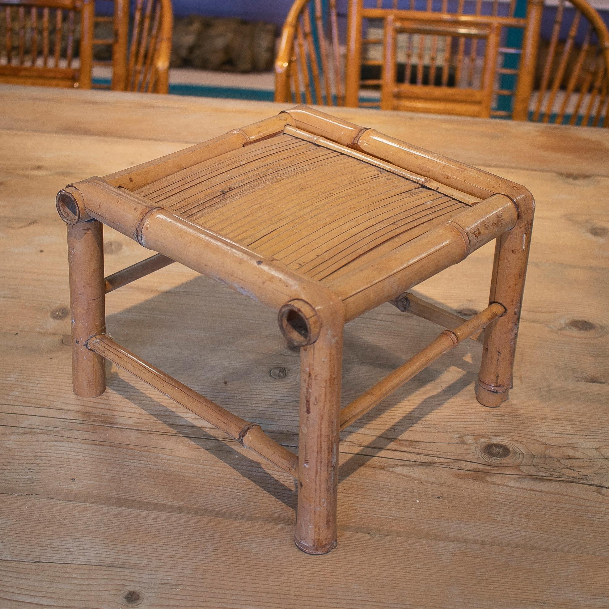 20th Century Set of 3 1970s Chinese Hand Woven Bamboo Nesting Tables