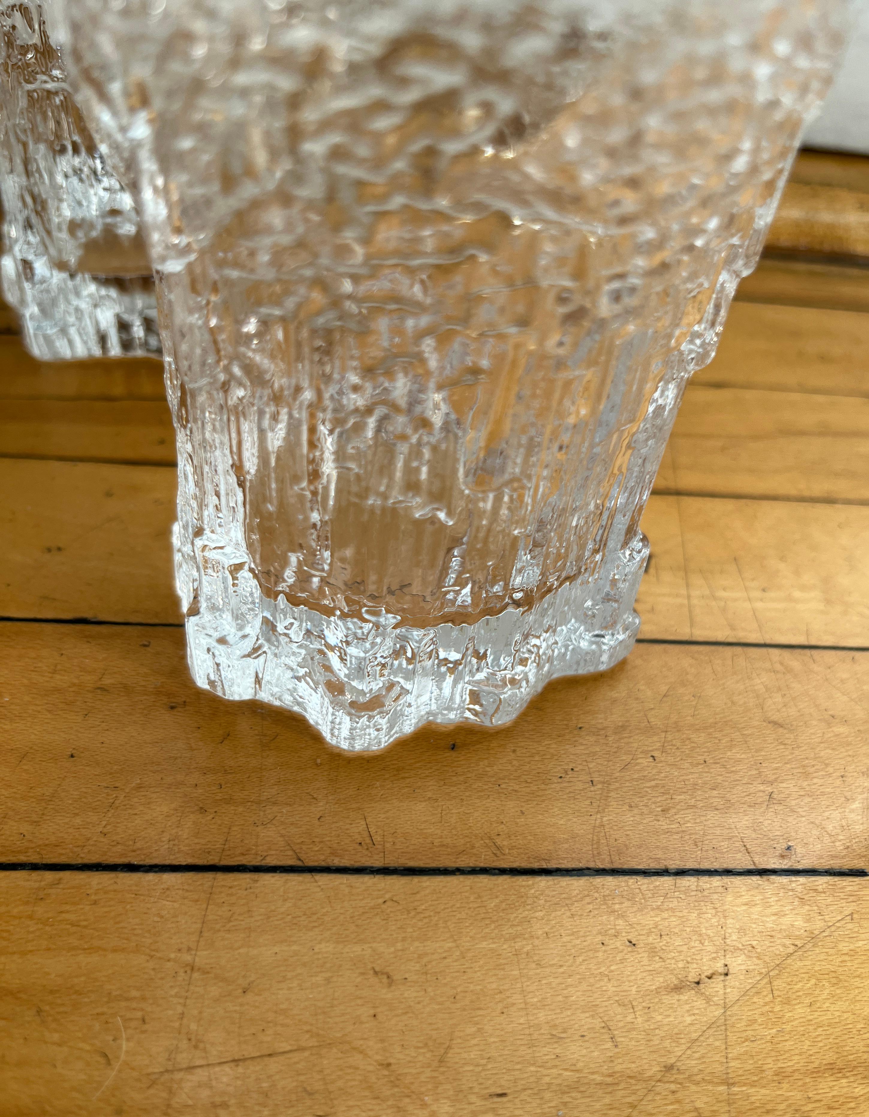 Set of 3 1970s Icicle Art Aslak Highball Glasses by Tapio Wirkkala for Iittala In Excellent Condition For Sale In Chicago, IL