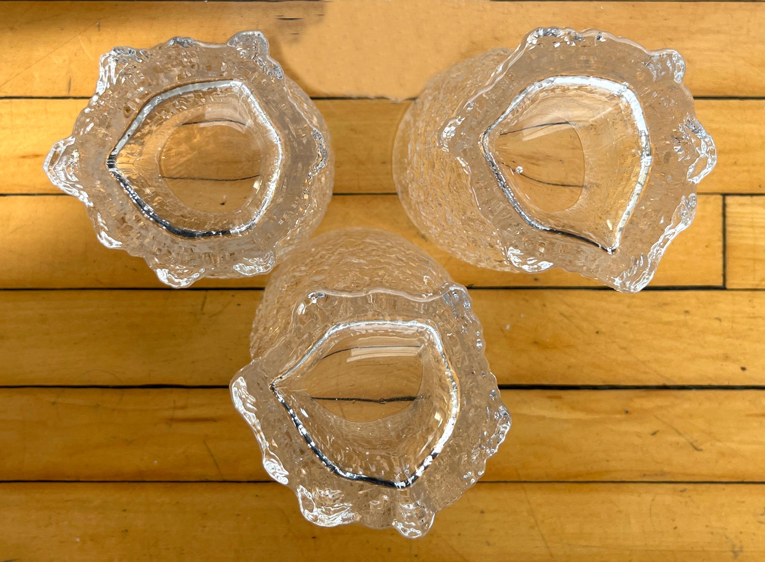 Set of 3 1970s Icicle Art Aslak Highball Glasses by Tapio Wirkkala for Iittala For Sale 1