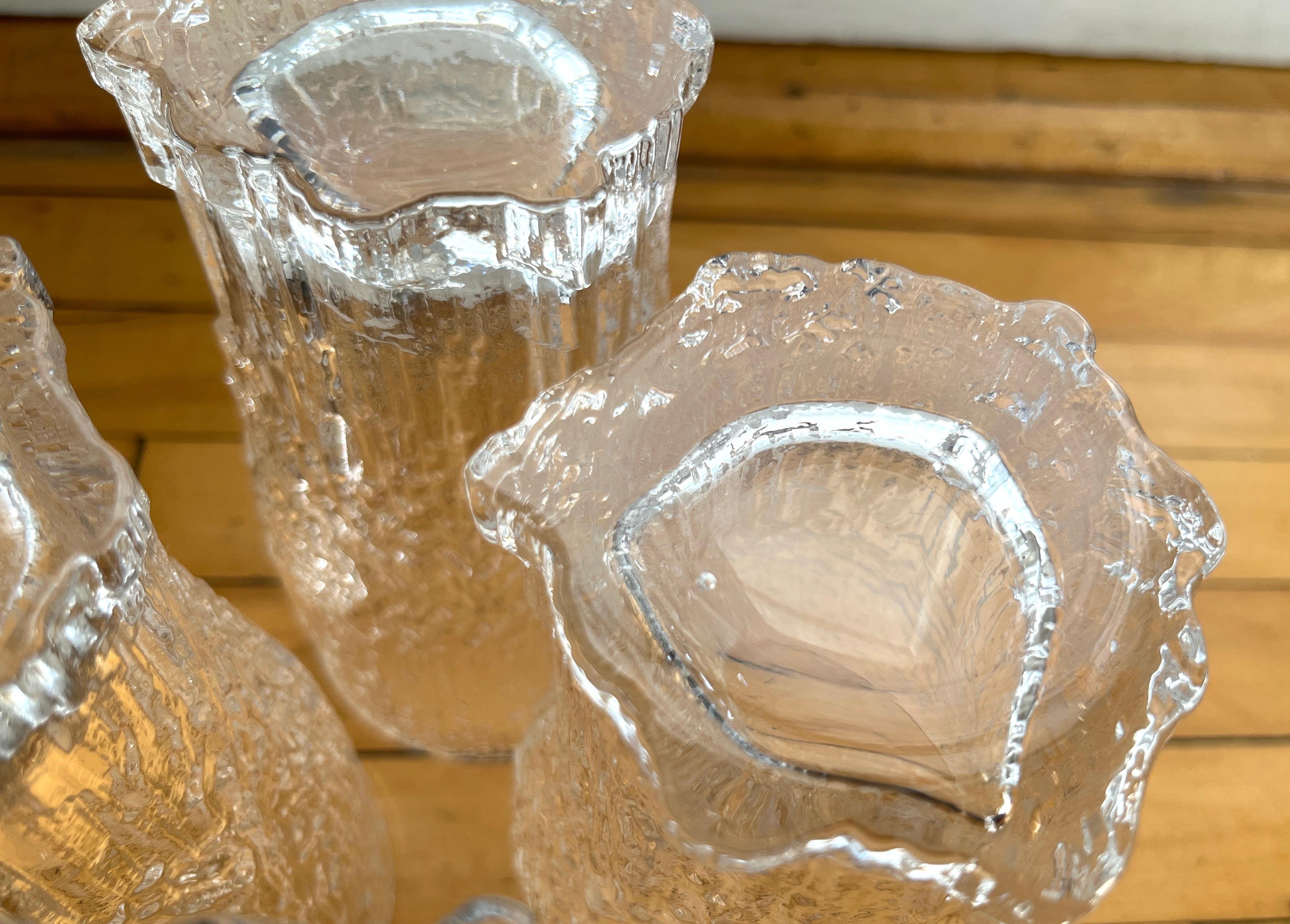 Set of 3 1970s Icicle Art Aslak Highball Glasses by Tapio Wirkkala for Iittala For Sale 2