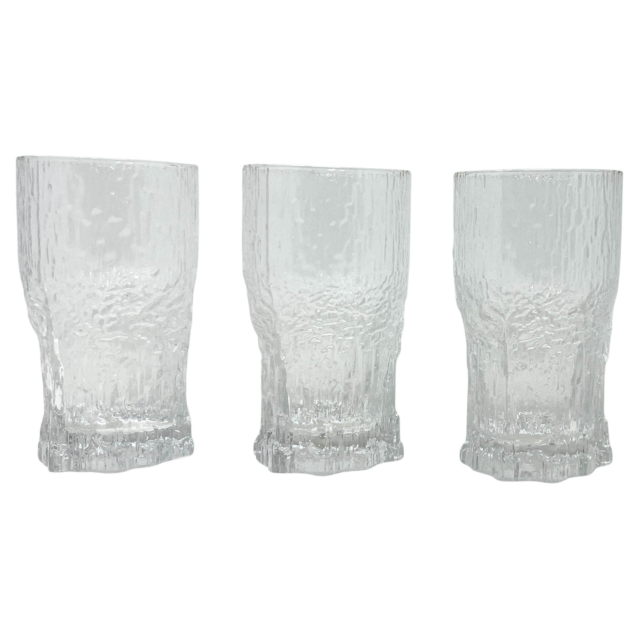 Juego de 3 vasos altos Icicle Art Aslak de los años 70, de Tapio Wirkkala para Iittala