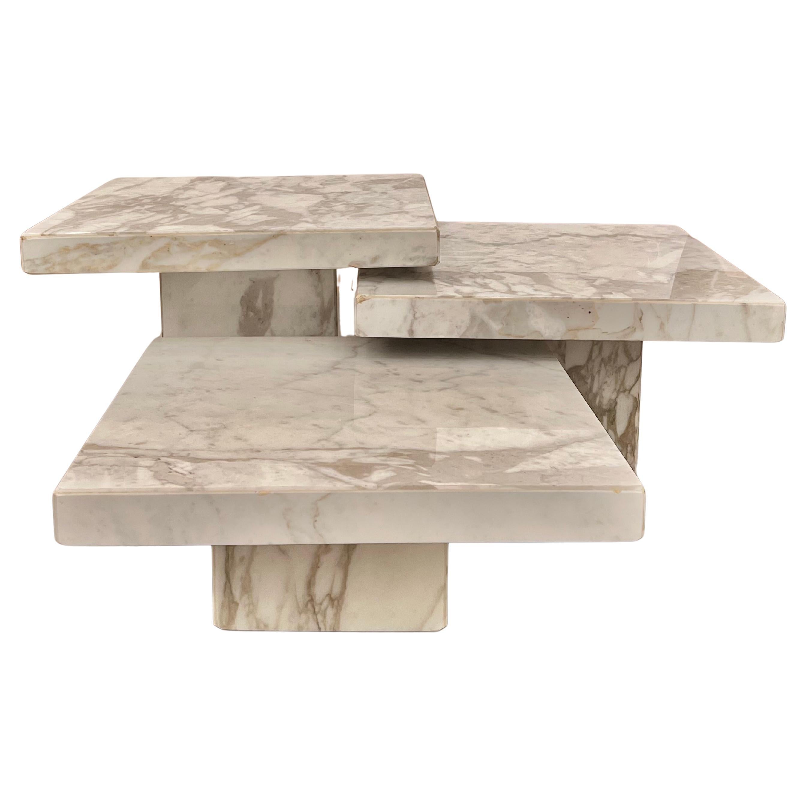 Set of 3 1970’s Italian Calacatta Coffee Tables For Sale