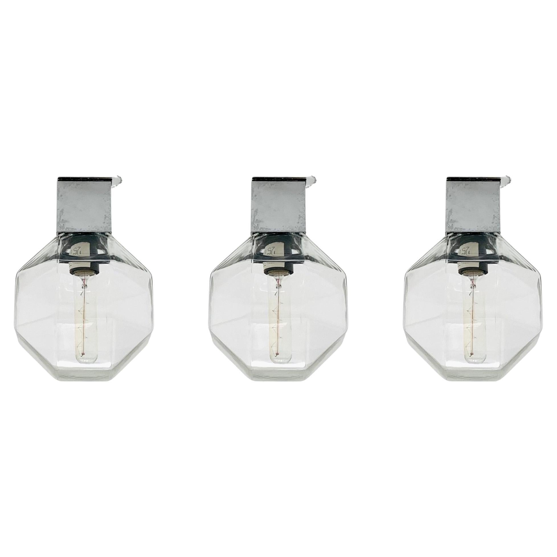Set of 3 1970s Modernist Wall or Ceiling Lamps by Motoko Ishii for Staff