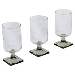 Vintage Set of 3 1970s Rosenthal Linear Sherry Glass w/ Smokey Grey Square Base
