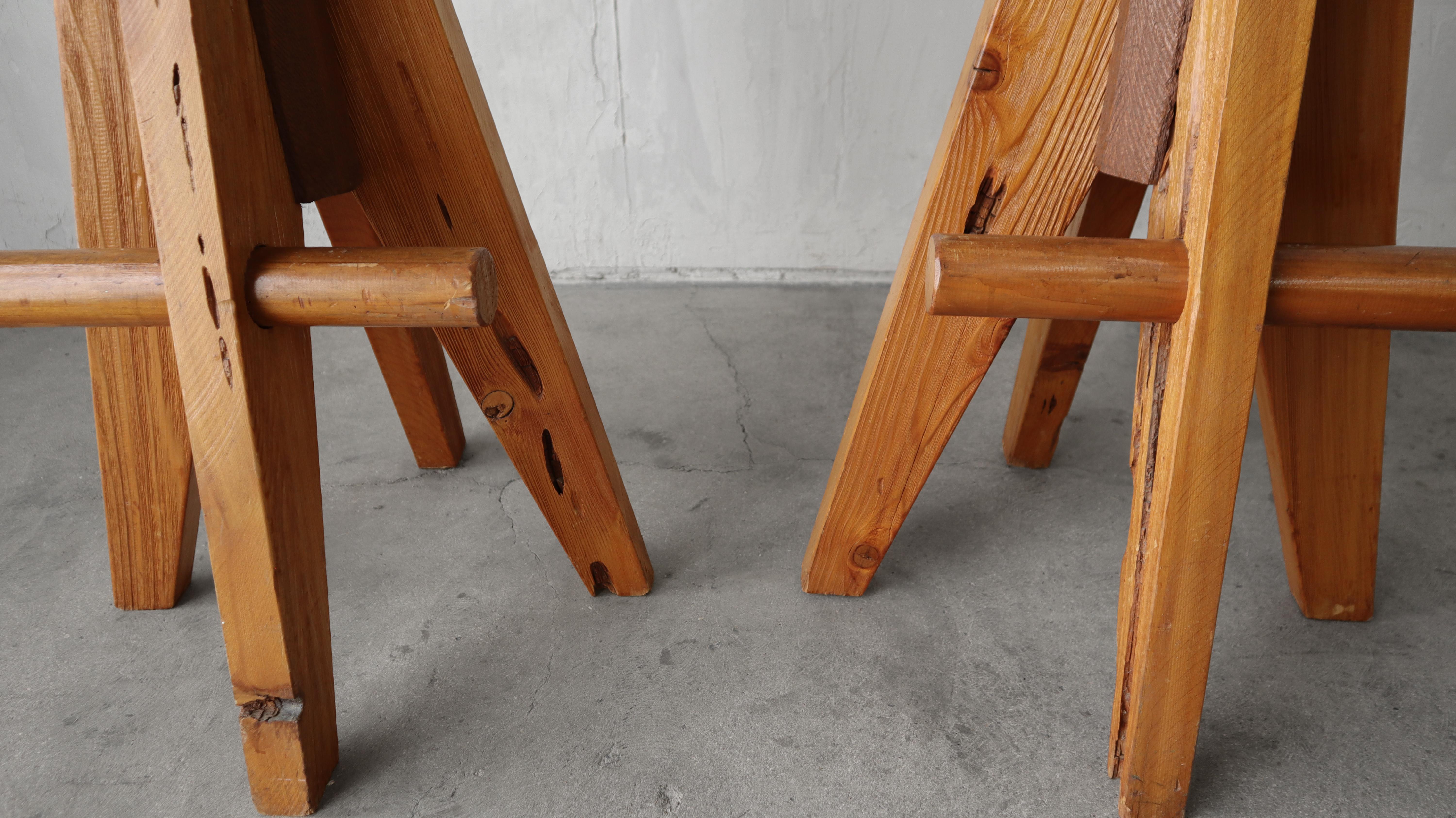 Set of 3 1970s Scandinavian Pine Stools For Sale 1
