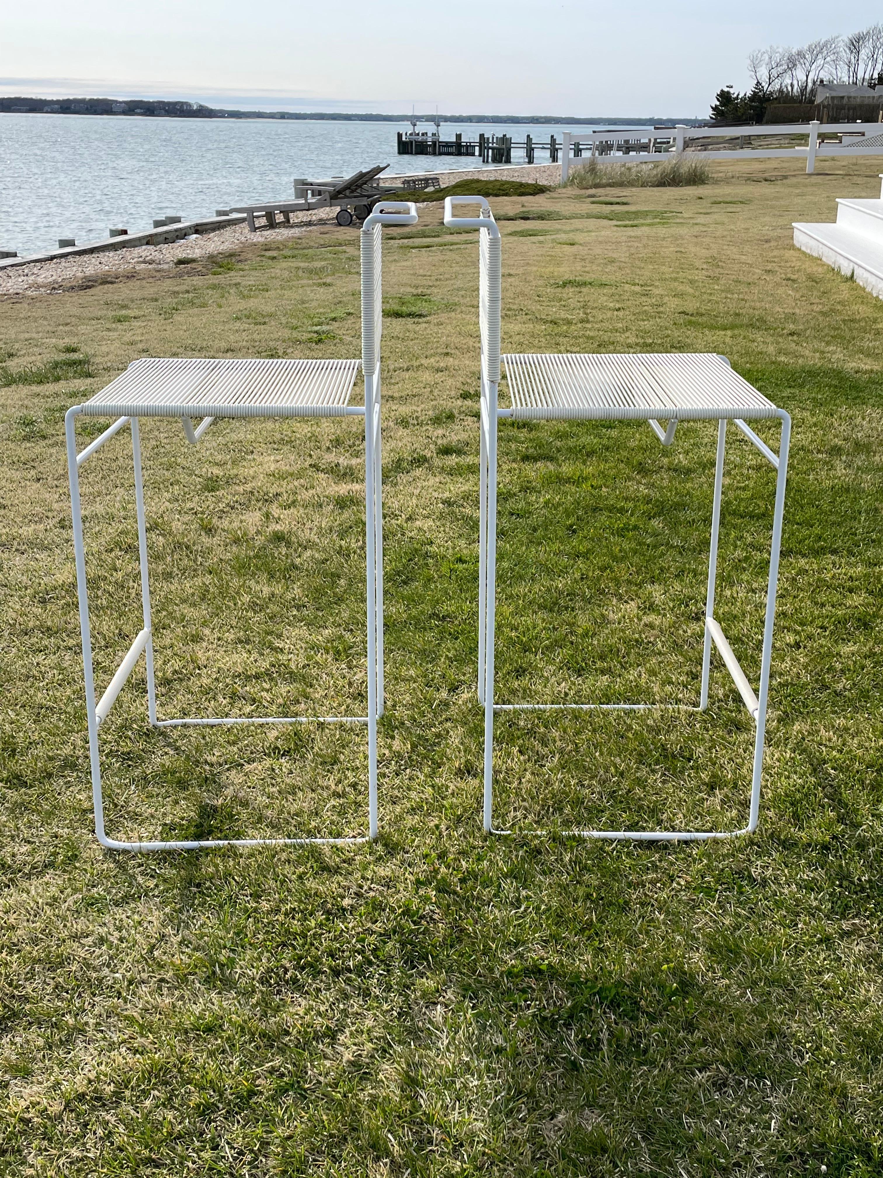 Set of 3 1970s Spaghetti Bar Stools designed by Giandomenico Belotti by Flyline In Good Condition For Sale In New York, NY