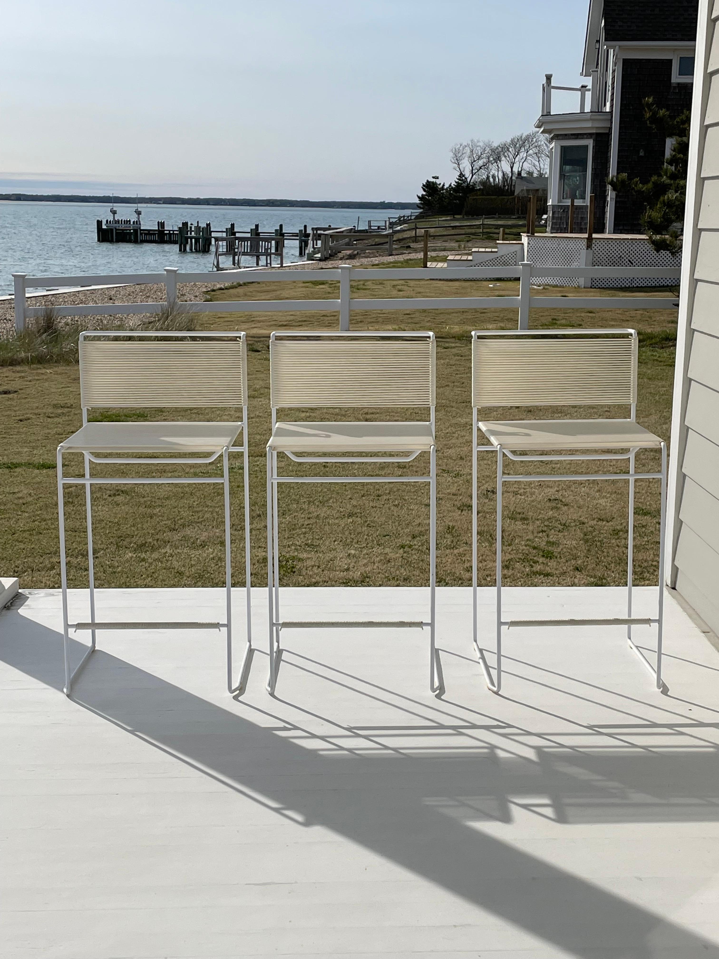 Steel Set of 3 1970s Spaghetti Bar Stools designed by Giandomenico Belotti by Flyline For Sale