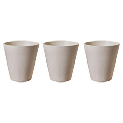 Vintage Set of 3 1970s White Conical Gainey Planters in the Manner of LaGardo Tackett