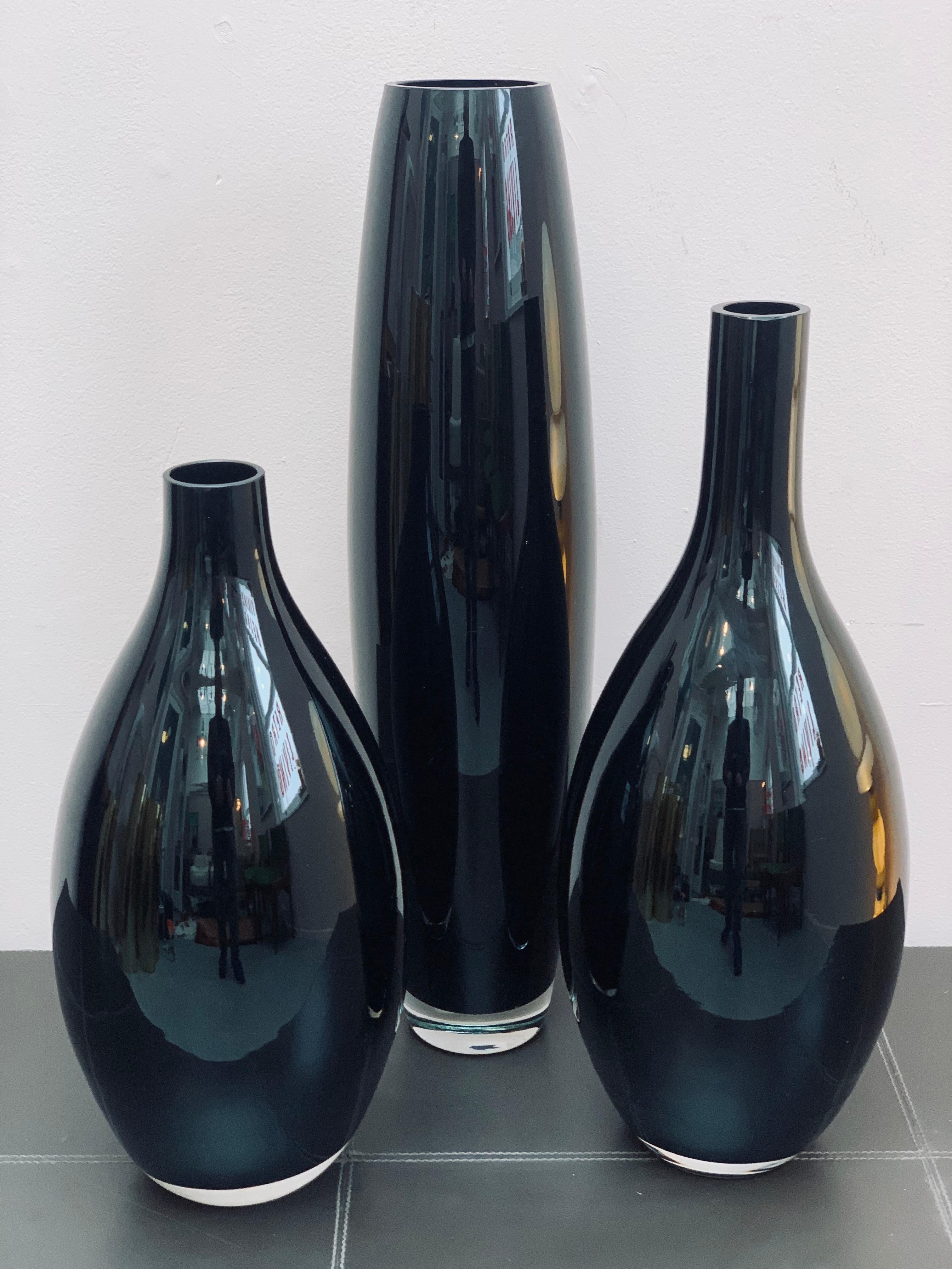 clear black glass vase