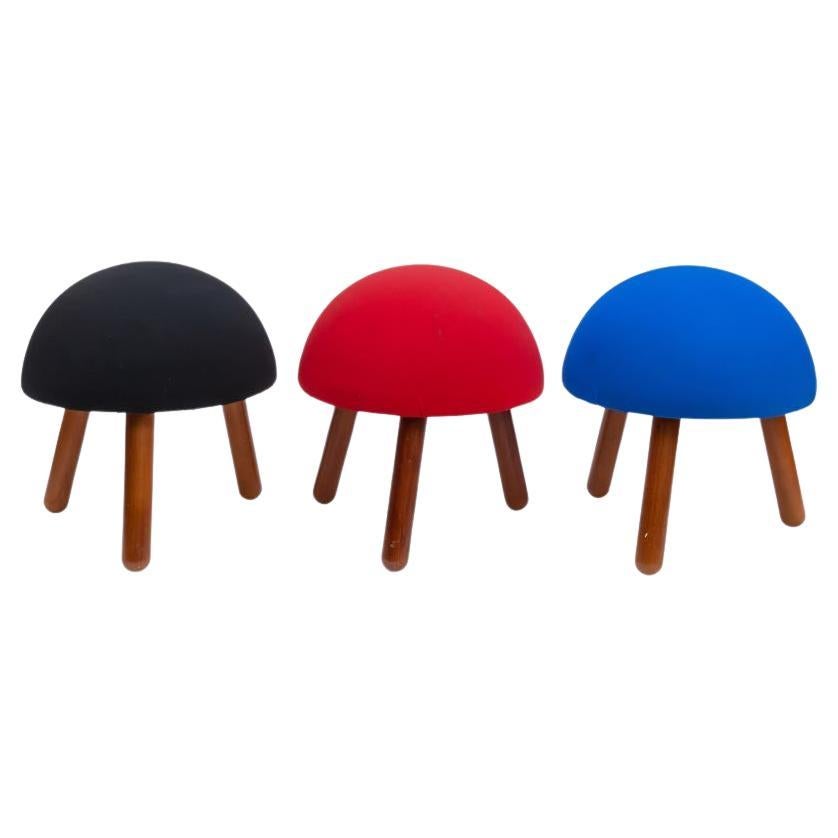 Set of 3, 1980s Red Mushroom shaped stools For Sale