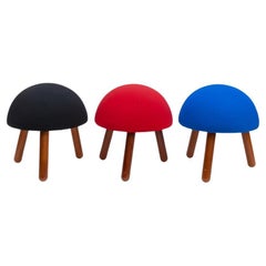 Retro Set of 3, 1980s Red Mushroom shaped stools