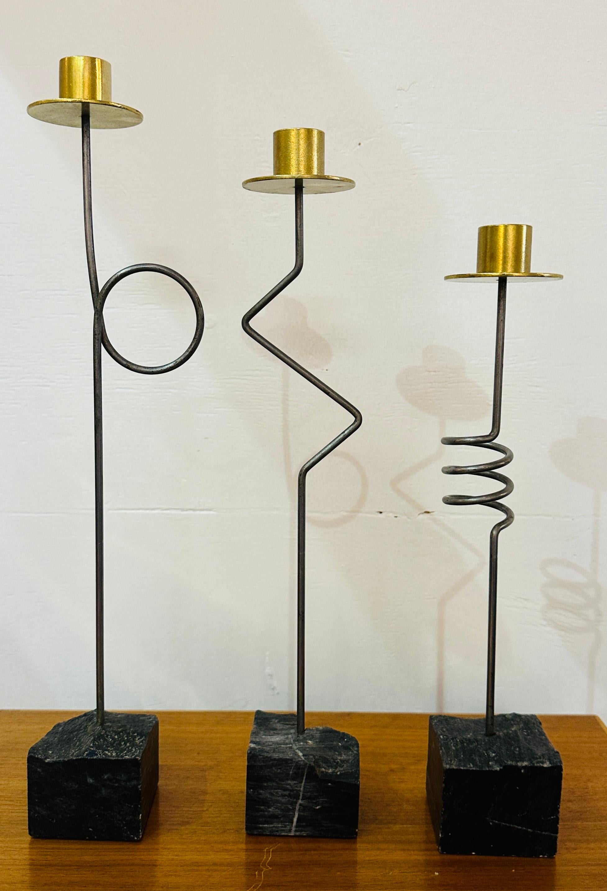 Suédois Ensemble de 3 bougeoirs à visages Kräsen Ikea suédois des années 1980 par Ehlén Johansson