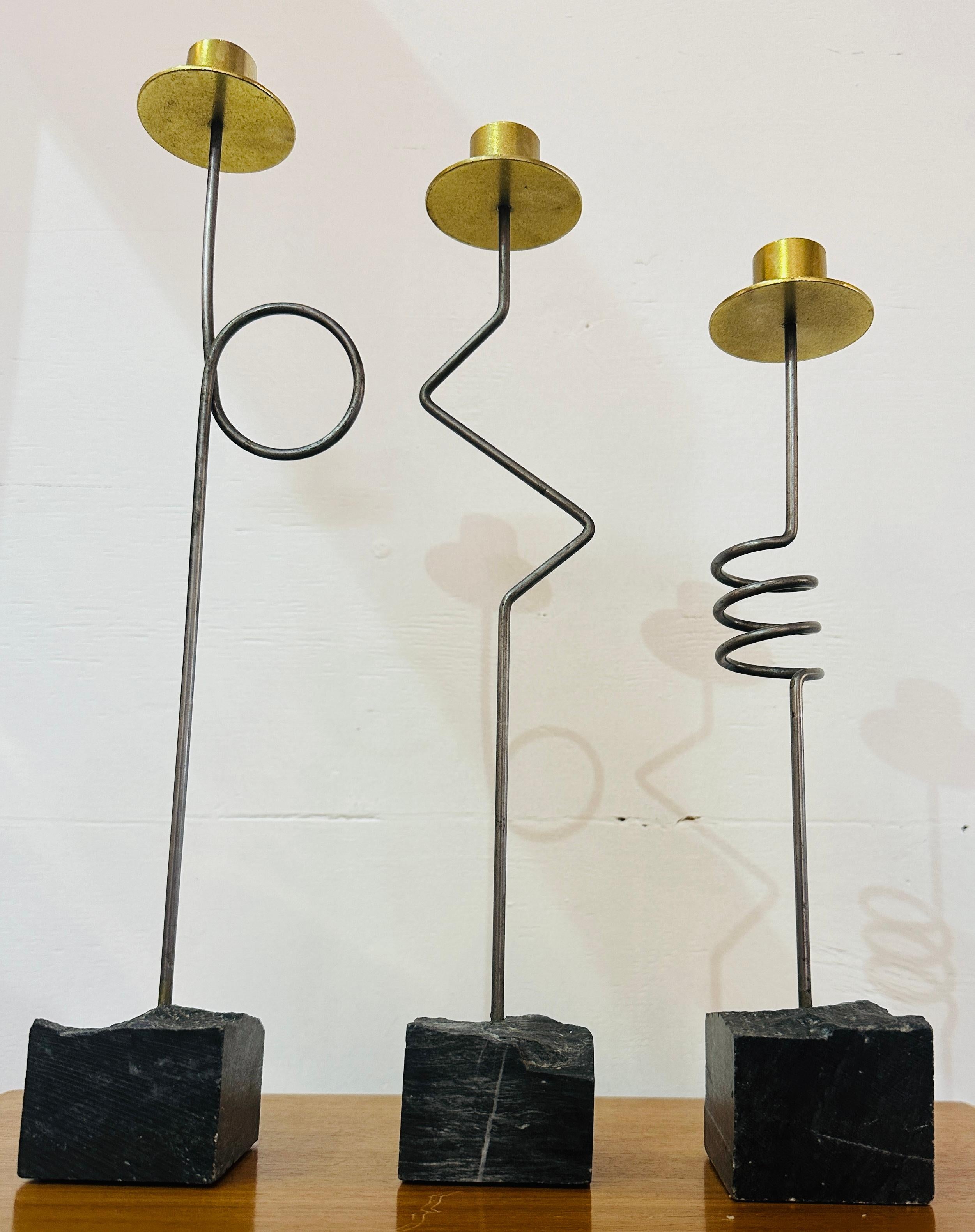 Ensemble de 3 bougeoirs à visages Kräsen Ikea suédois des années 1980 par Ehlén Johansson Bon état à London, England
