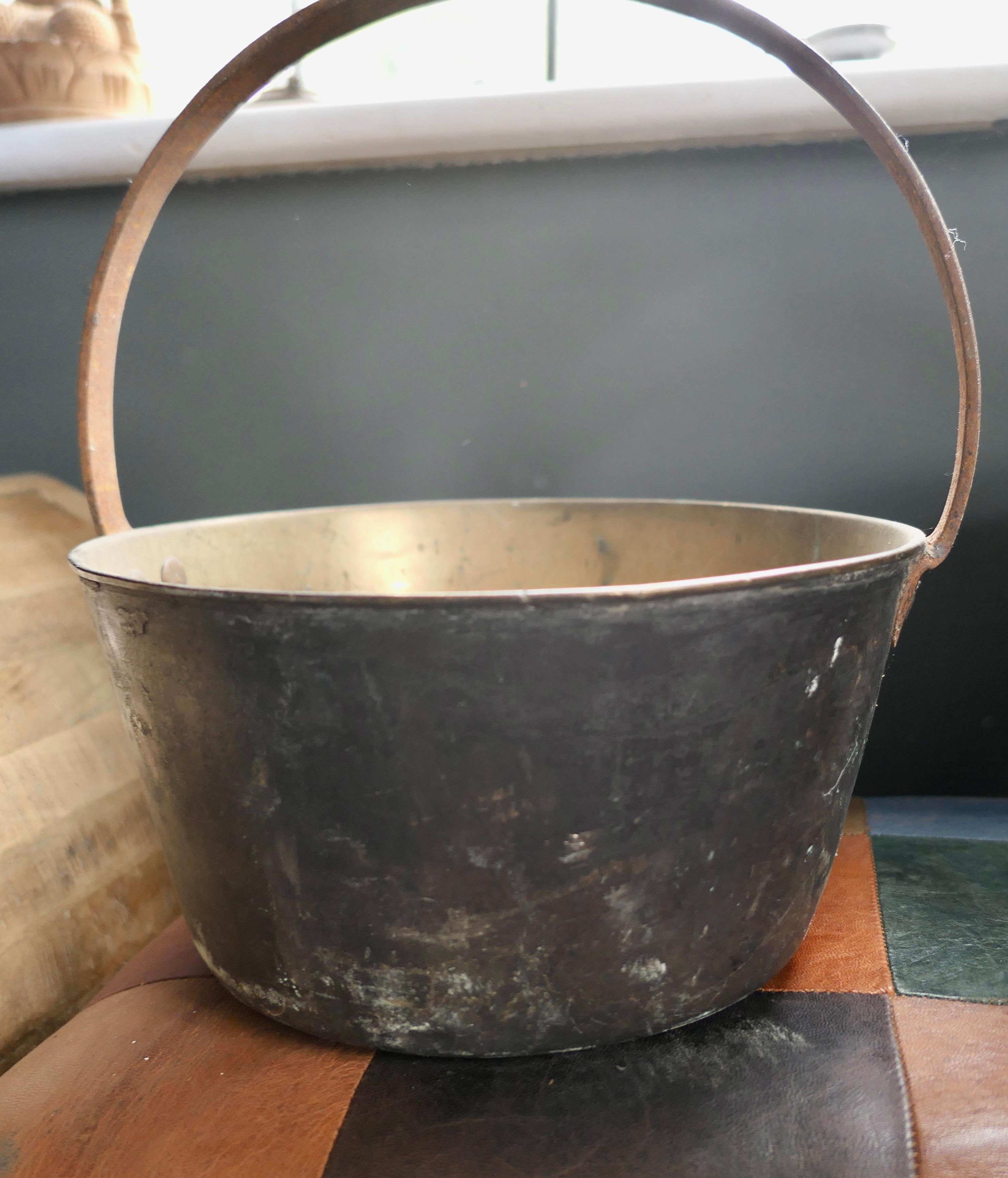 Arts and Crafts Set of 3 19th Century Brass Preserving Pans or Cooking Pots For Sale