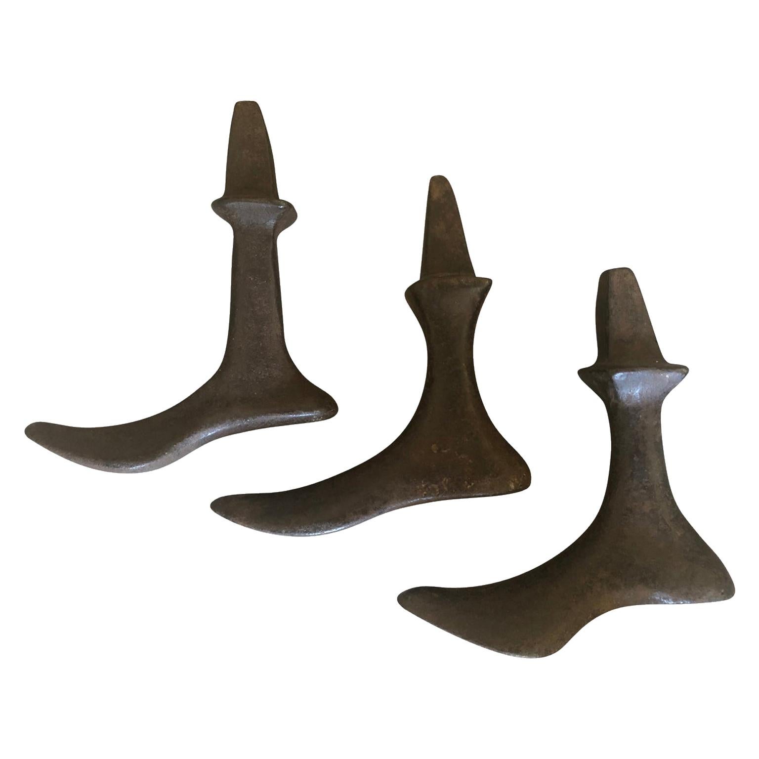 Set of 3 19th Century Cast Iron Shoe Molds For Sale