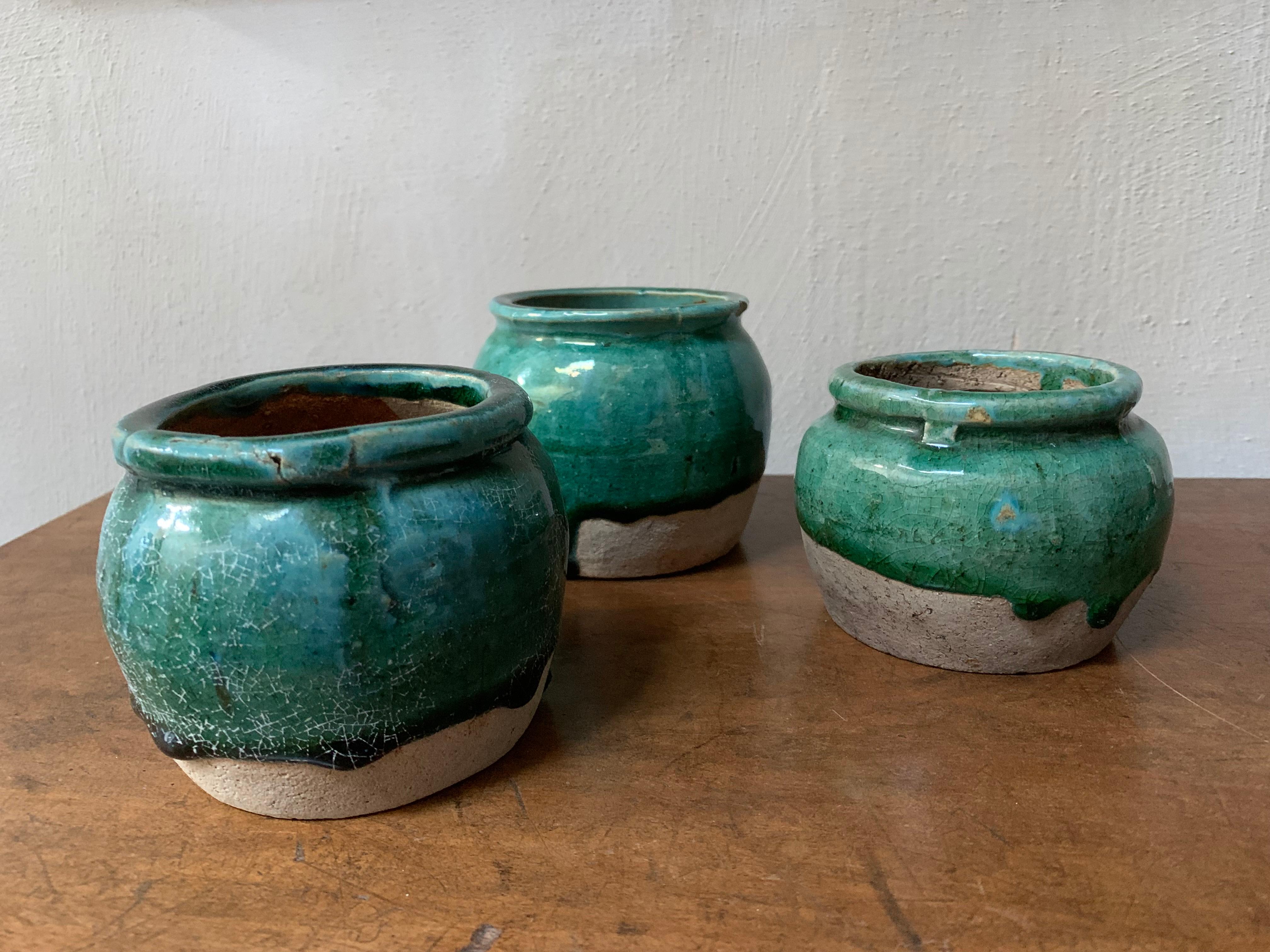Set of 3 19th Century Chinese Ginger Pots 4