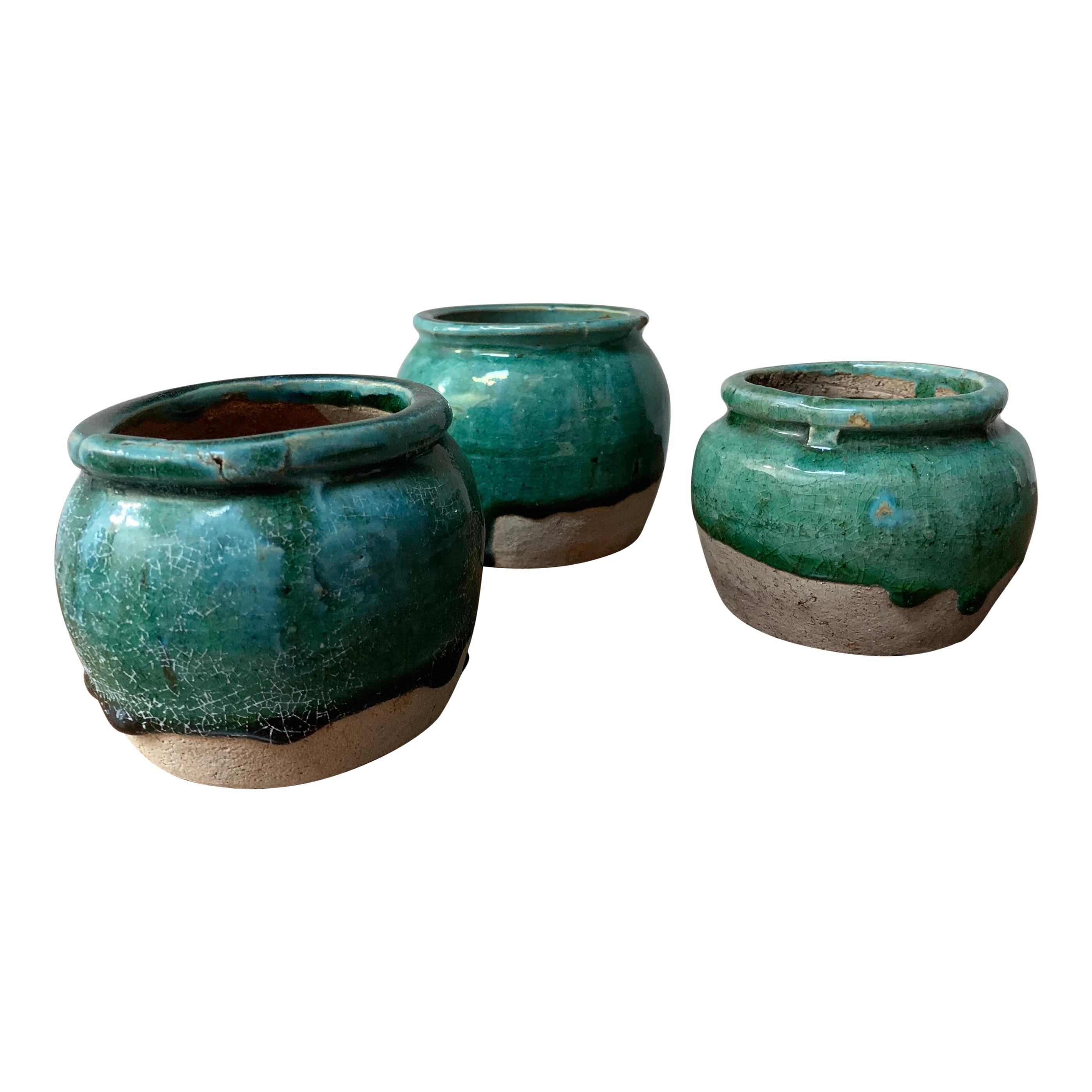 Set of 3 19th Century Chinese Ginger Pots
