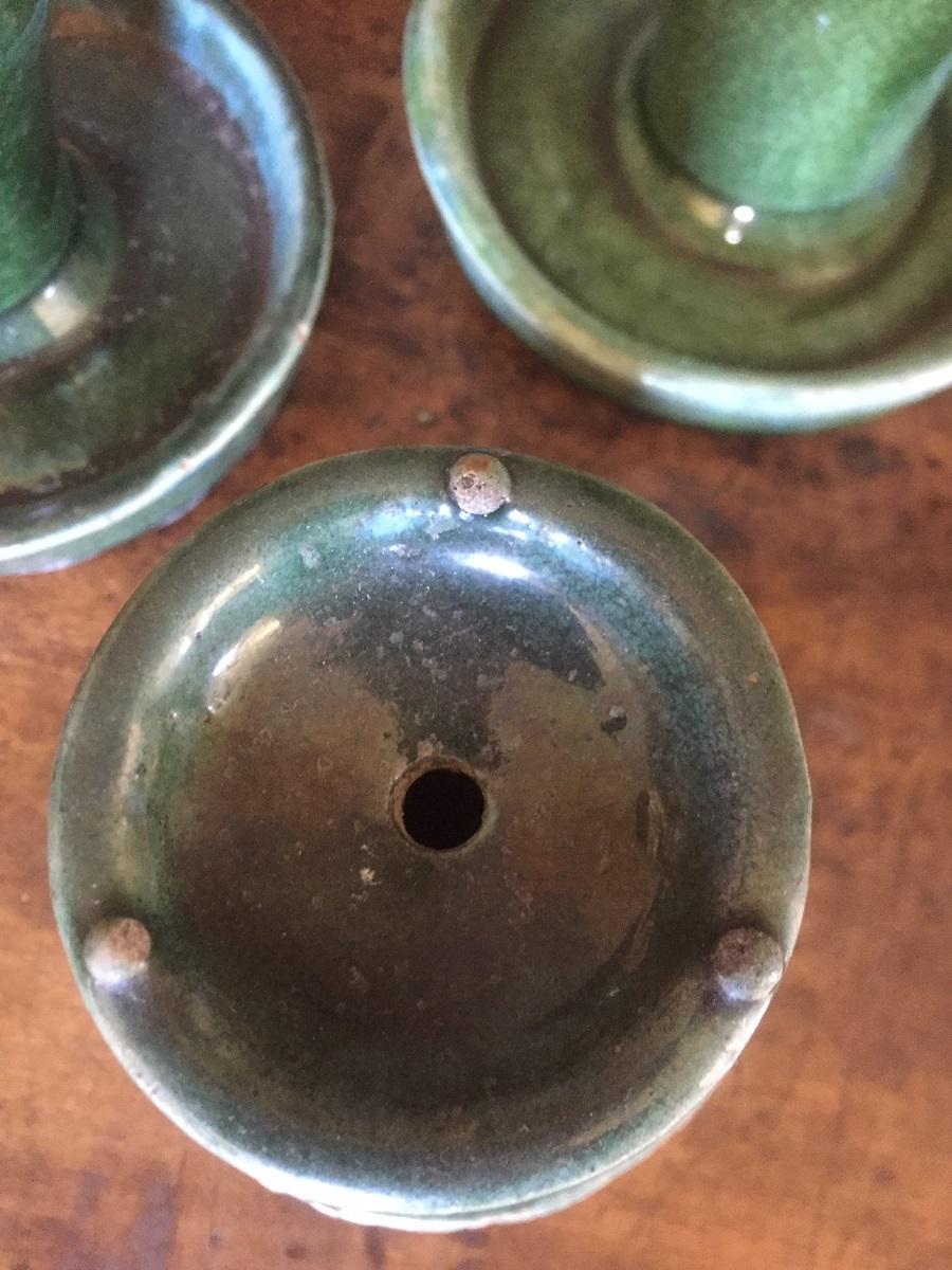 Ensemble de 3 chandeliers chinois émaillés verts du début du 20e siècle en vente 1